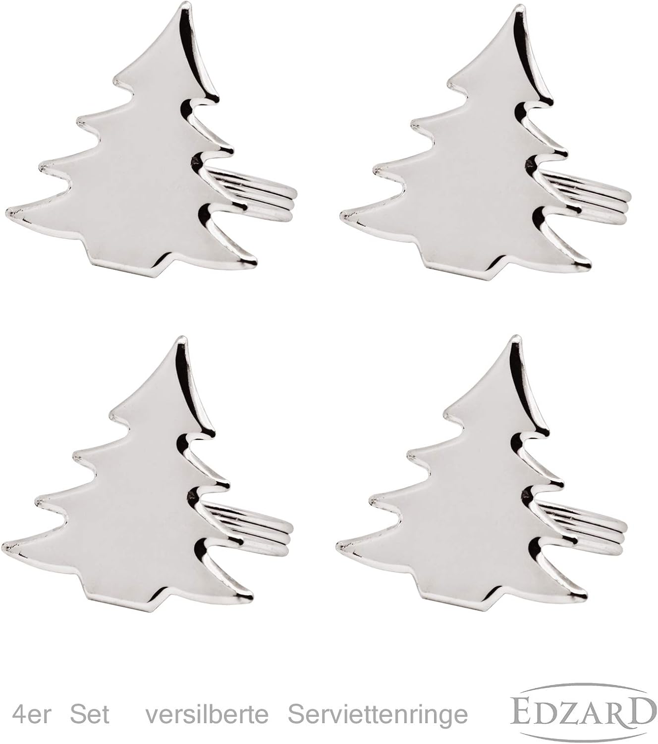 4er-Serviettenringe-Set mit Tannenbaum-Motiv