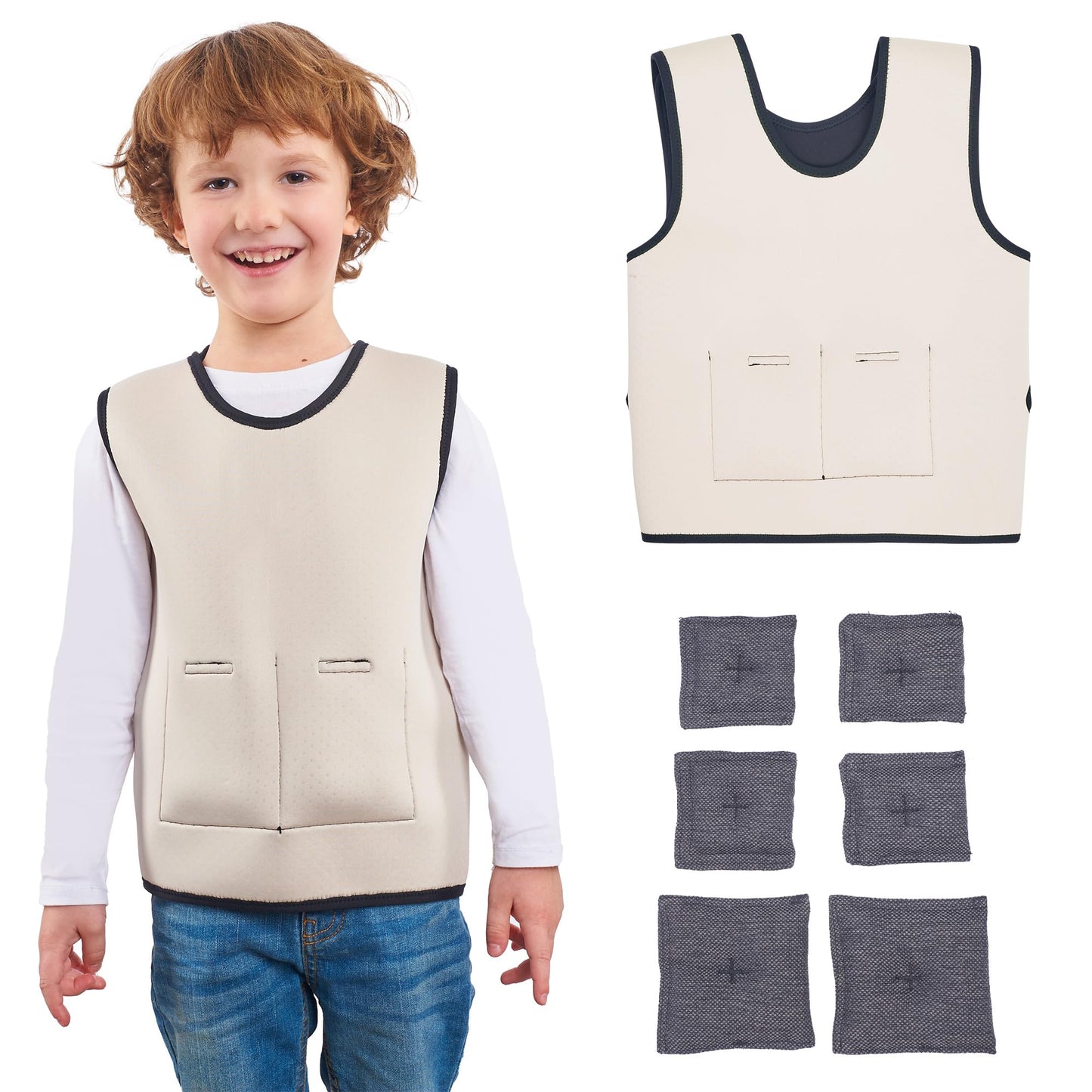 Gewichtsweste für Kinder bei ADHS und Autismus, S Beige