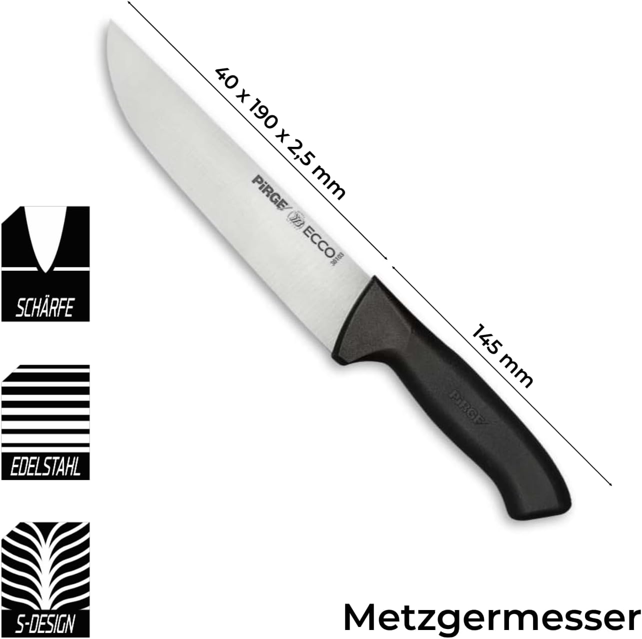 Metzgermesser, 19 cm|Schwarz