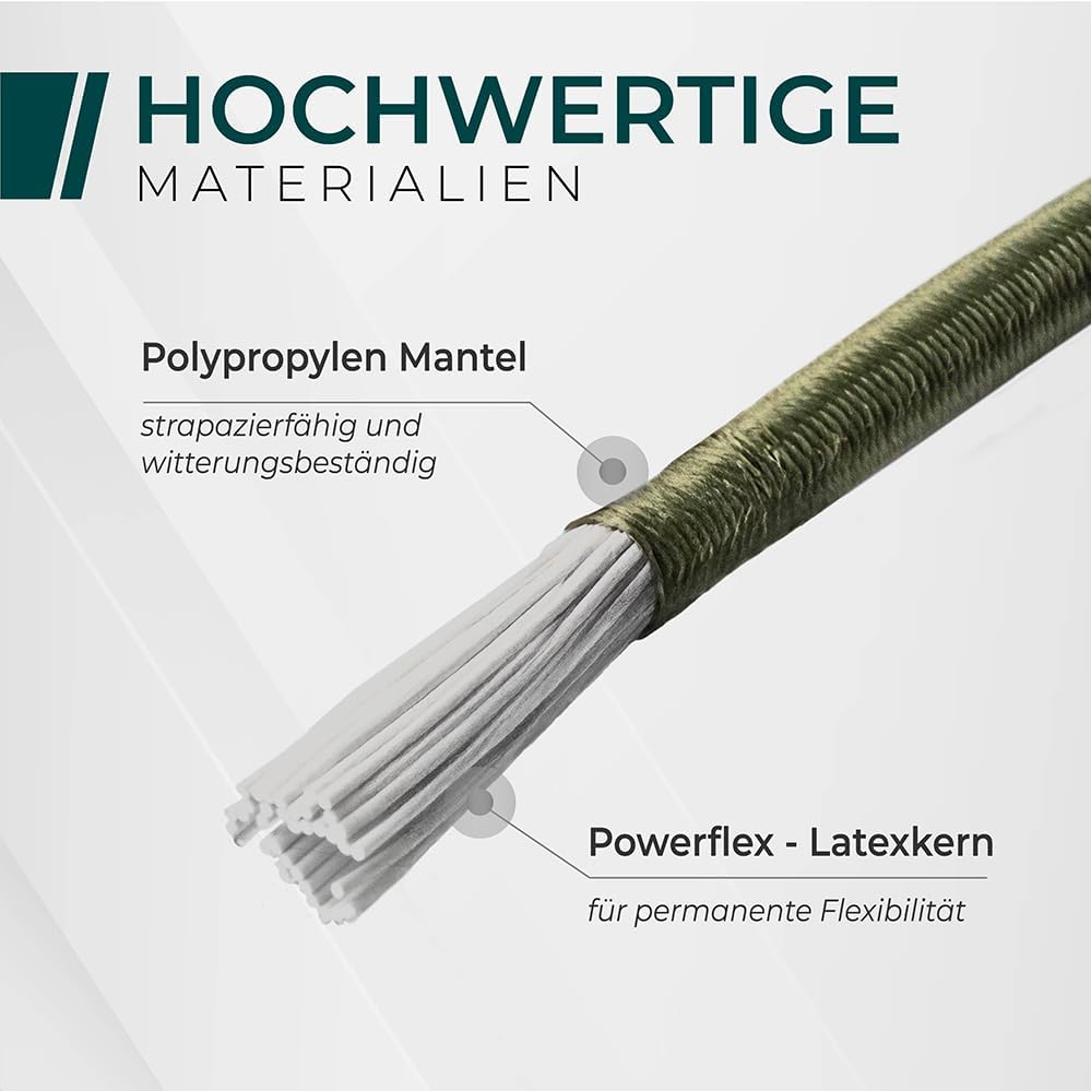 Spanngummis mit Haken, 20 Hooks 23 cm Olive Green