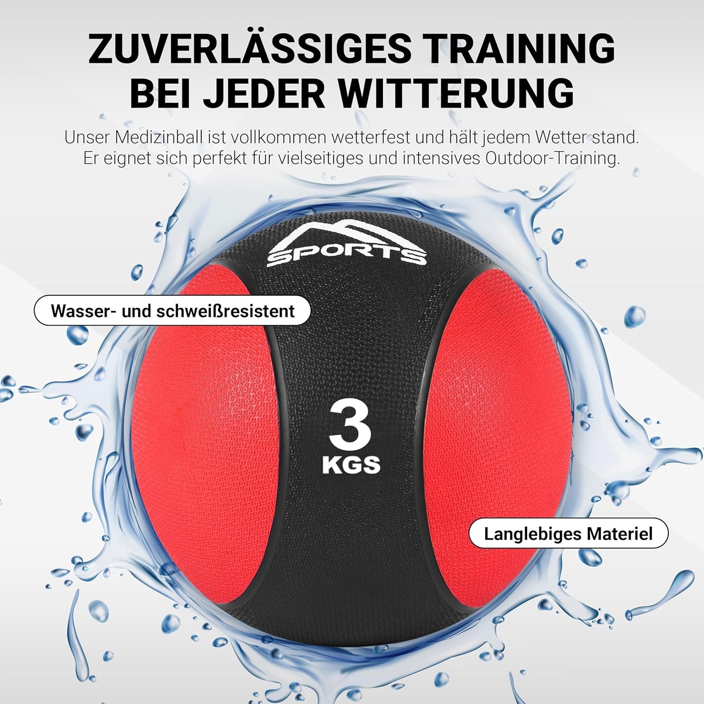 Medizinball, 3 kg - Rot