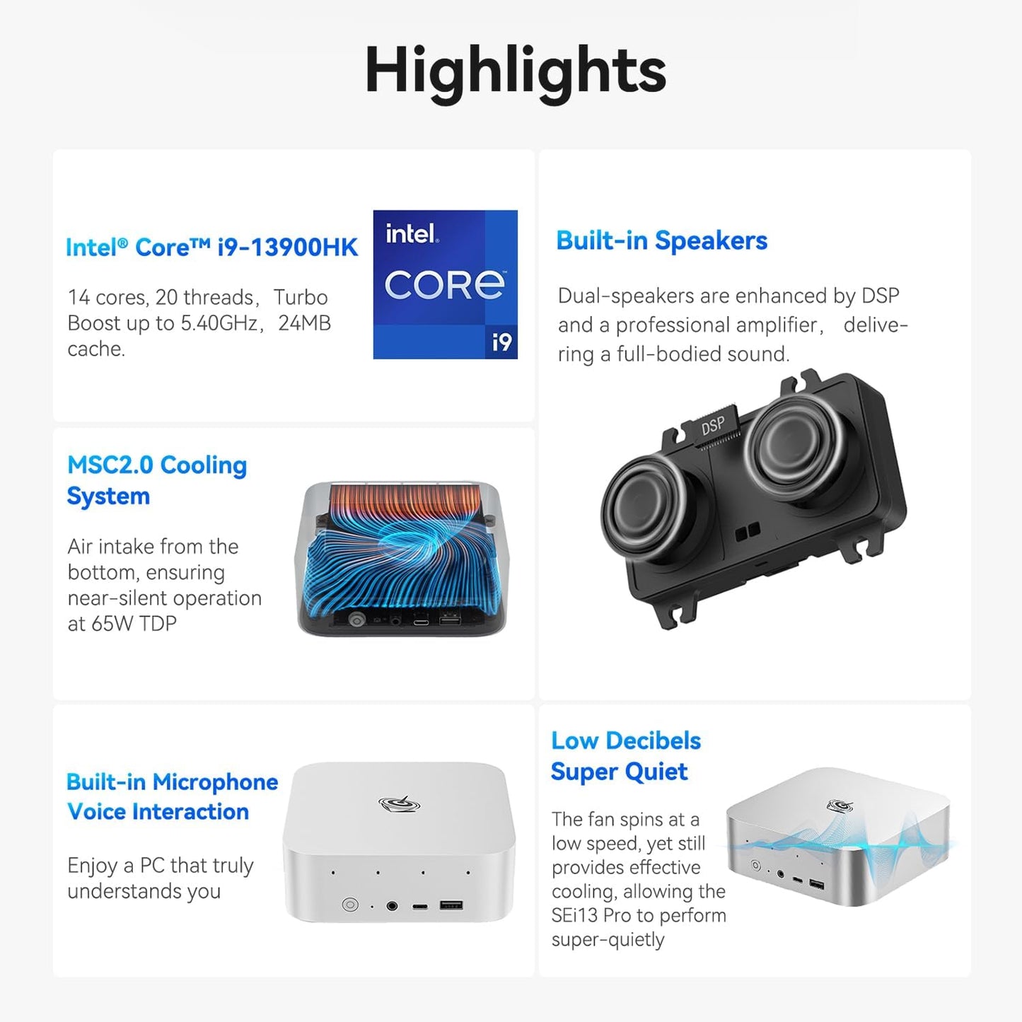 SEi13 Pro Mini PC mit Intel Core i9 13900HK, SEi13 13900HK(32G+1T)