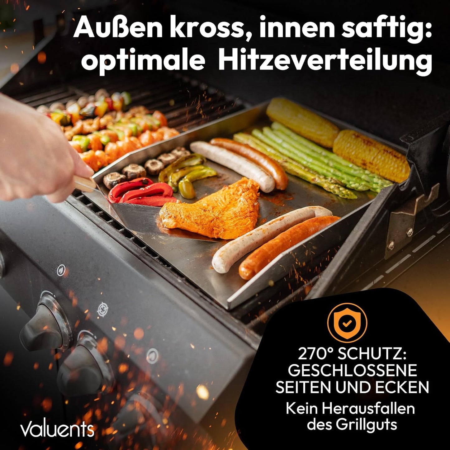 Grillplatte mit Zubehör, 40 x 20 cm