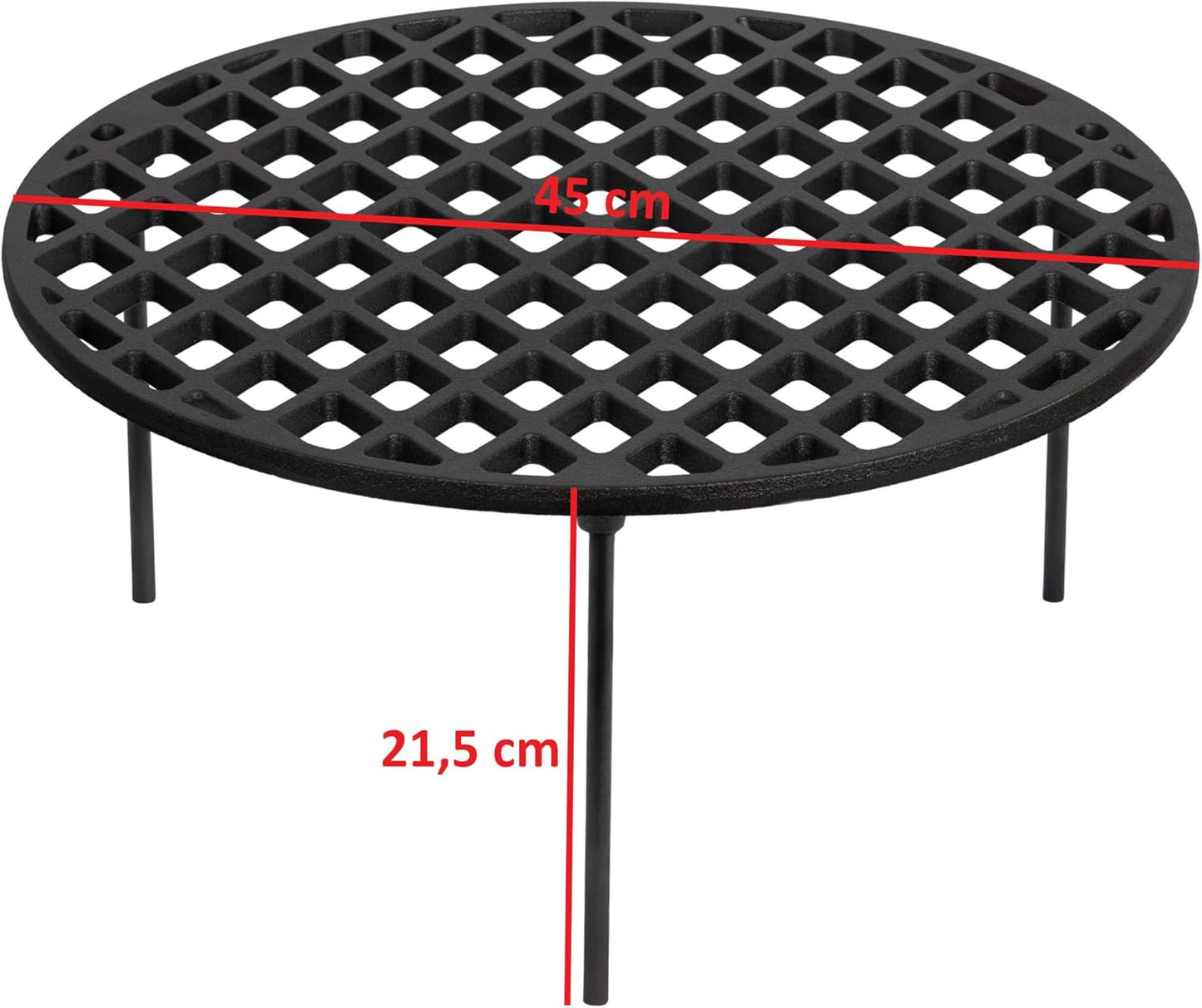 Gusseisen Grillrost mit 3 Beinen, Ø 45 cm