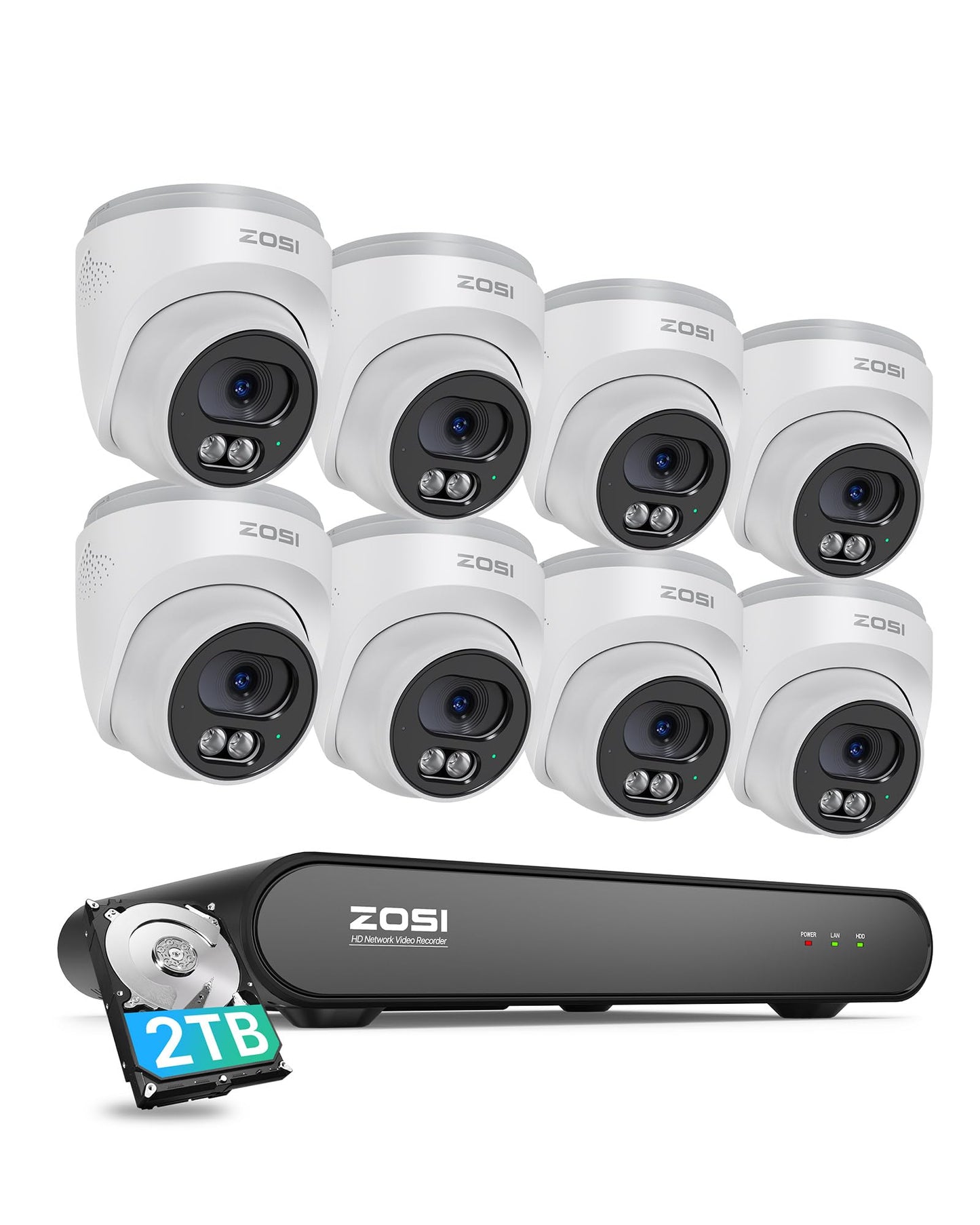 2,5K PoE Überwachungskamera Set C220 mit 8 Dome Kameras, 8CH C220 8 Kameras