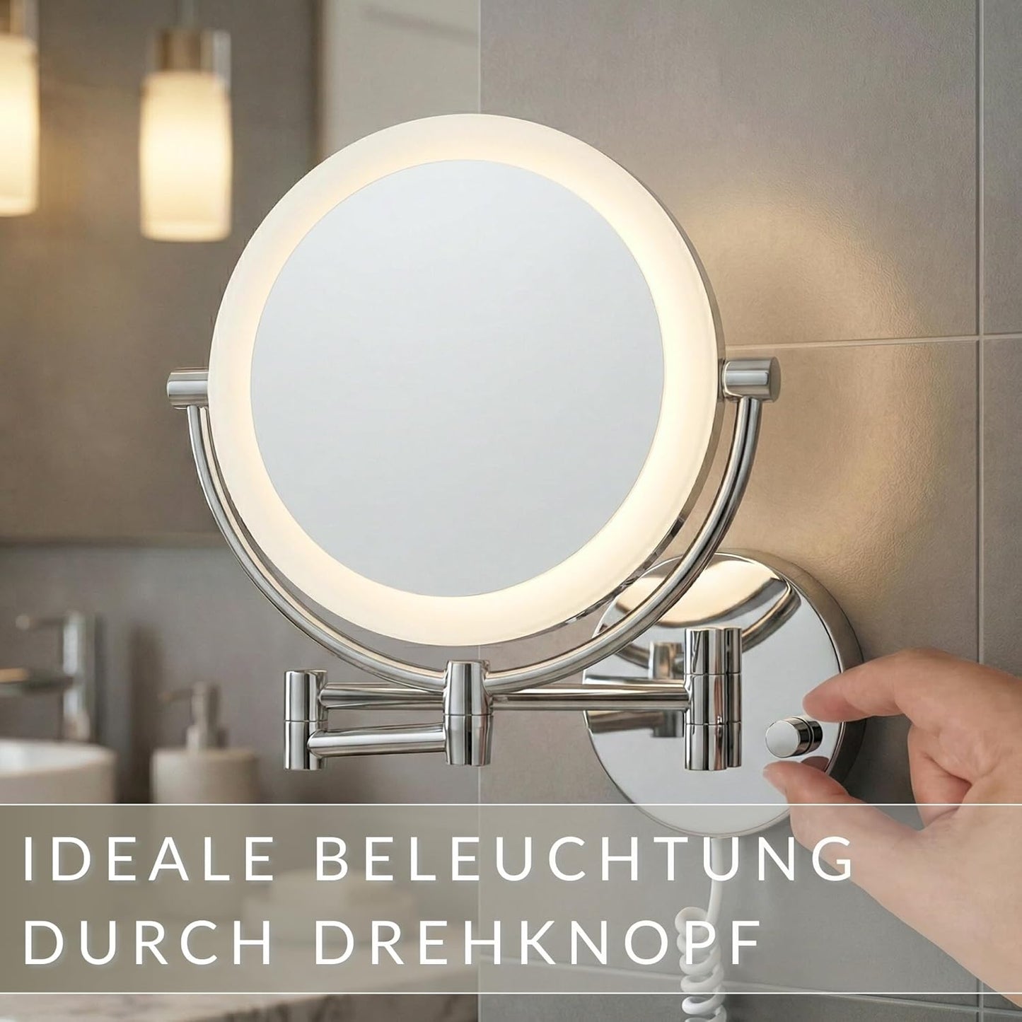 Modena LED Kosmetikspiegel mit Vergrösserung 5x/10x, 5x / 10x