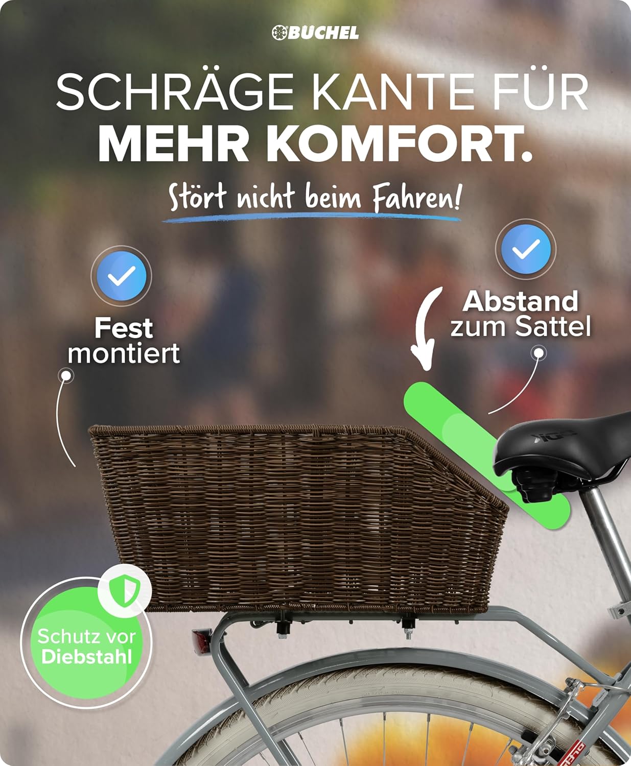 Fahrradkorb, Braun Single