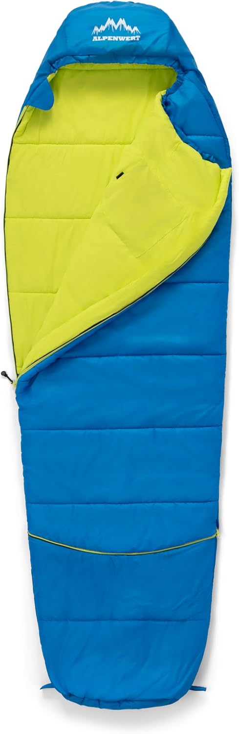 Mitwachsender Kinderschlafsack Sommer, Hellblau/Neongelb