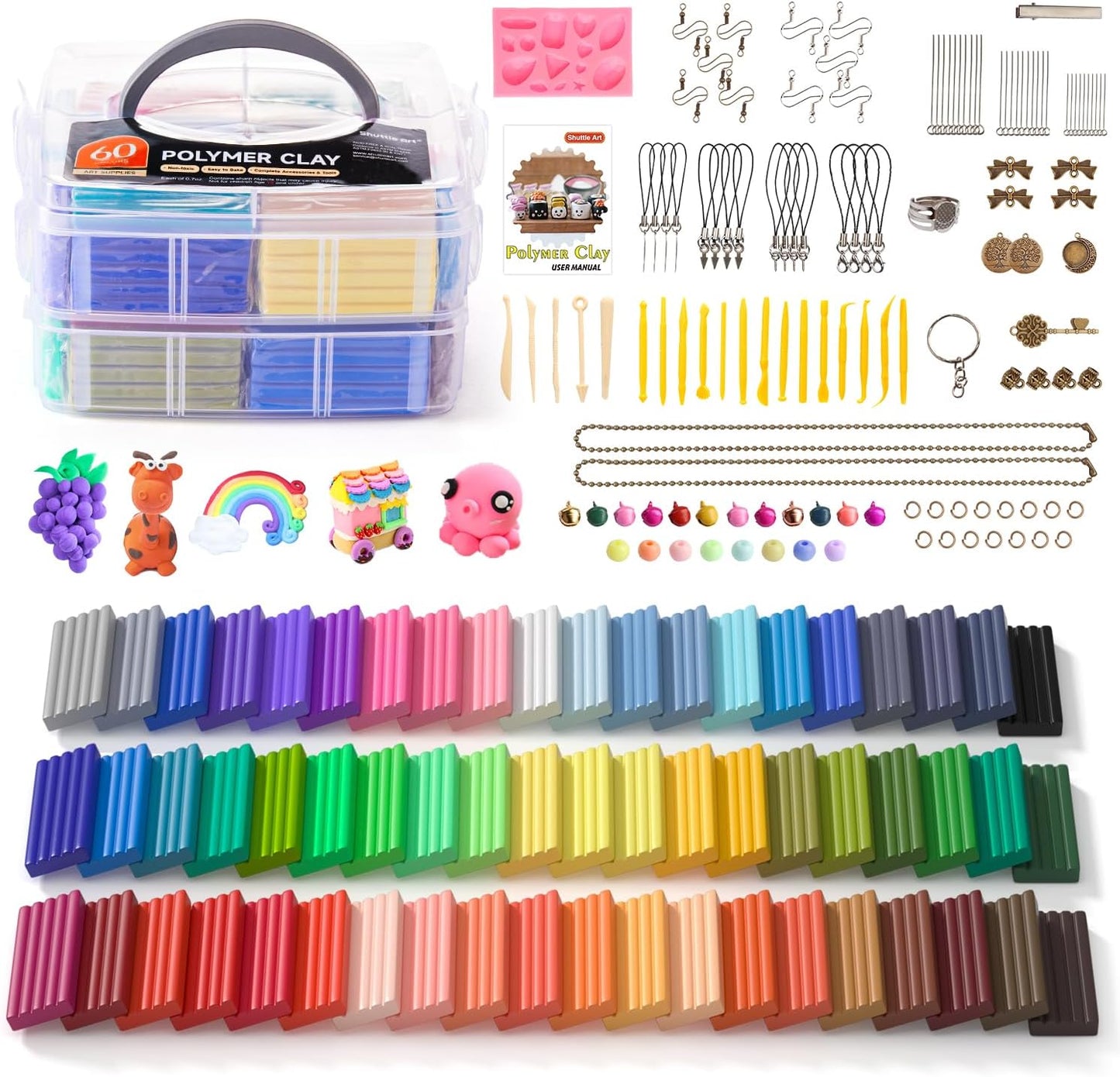 Modelliermasse Set, 60 Farben