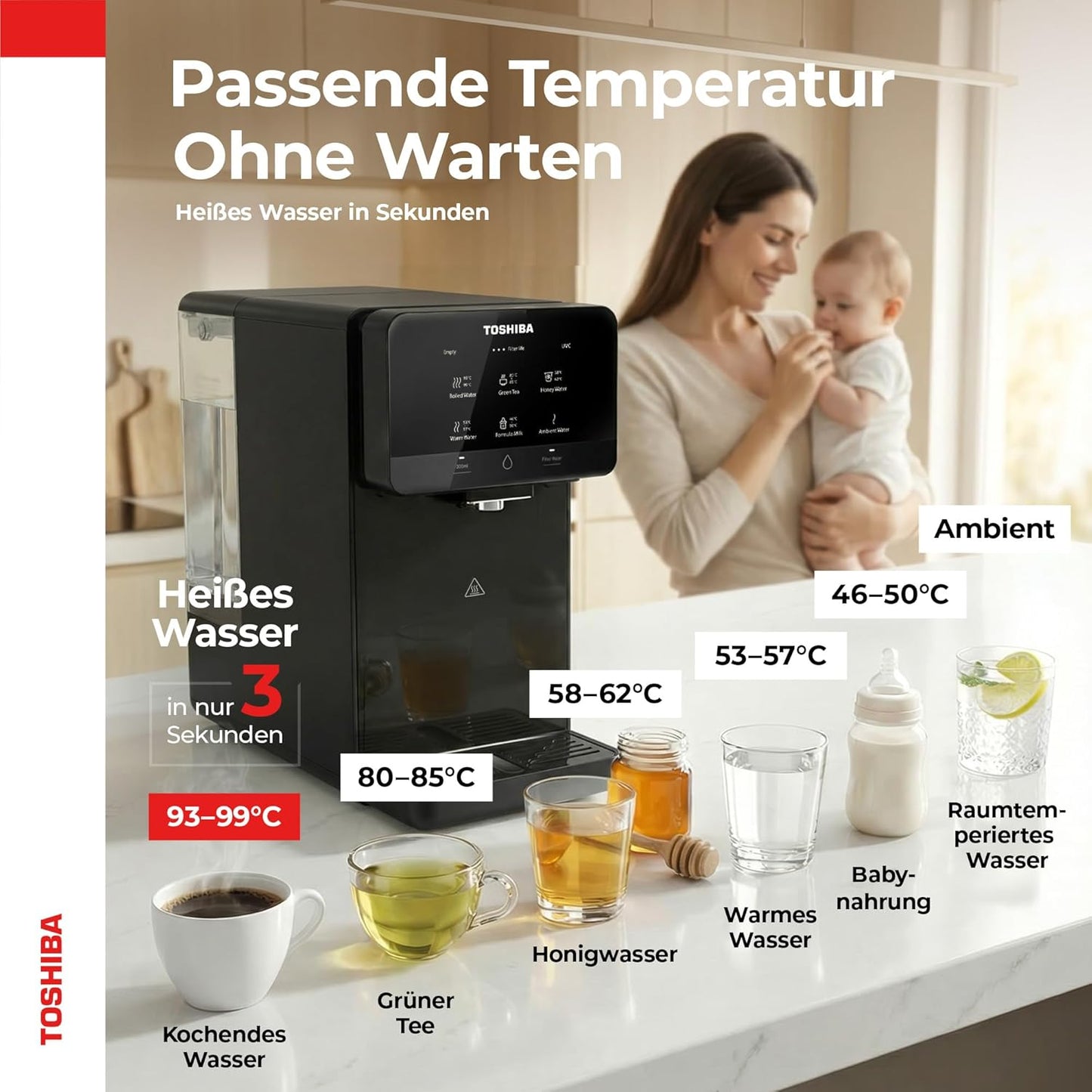 Auftisch Osmoseanlage & Heisswasserspender, a. Anthrazit
