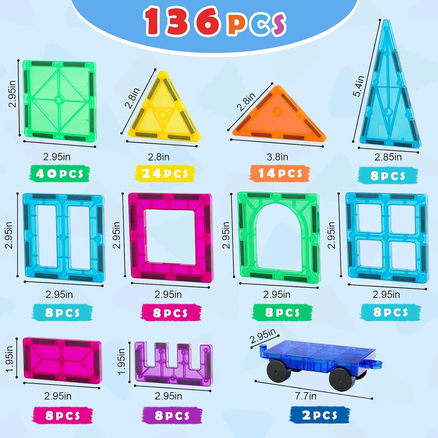 Magnetisches Baustein-Set, 136PCS