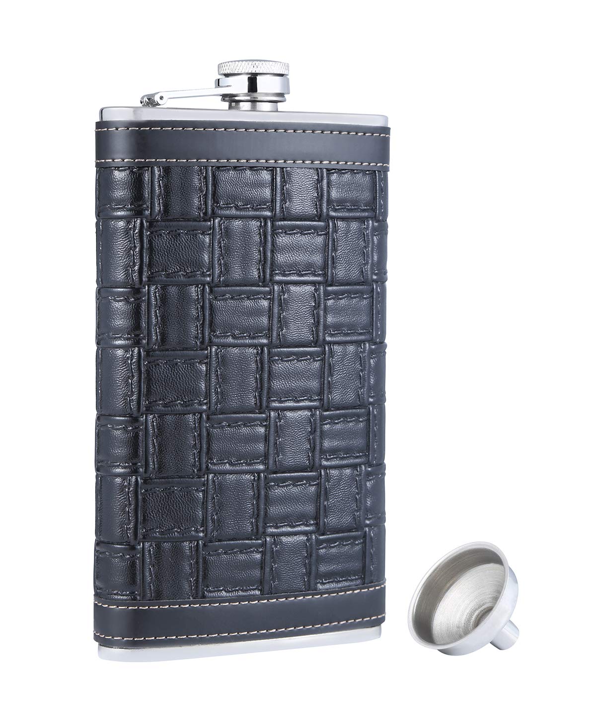 Flachmann mit Trichter, 12 oz F. Schwarz(4)