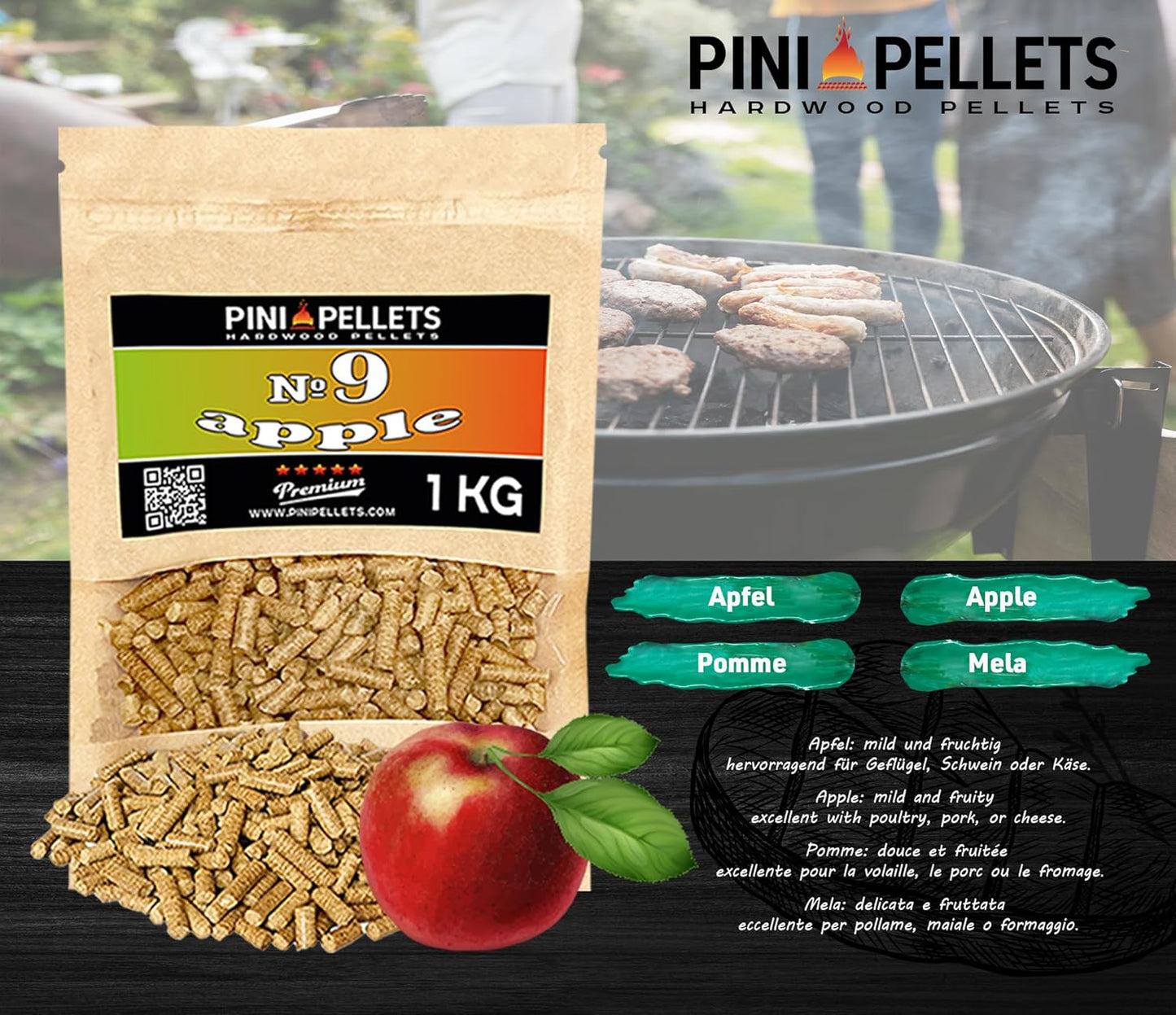 4-teiliges Naturholzpellets Set für Smoker