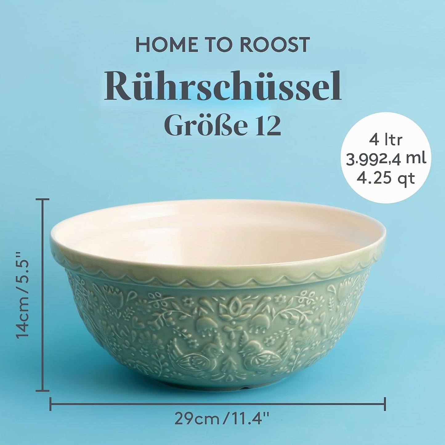 Rührschüssel mit Hühner-Relief, 4L