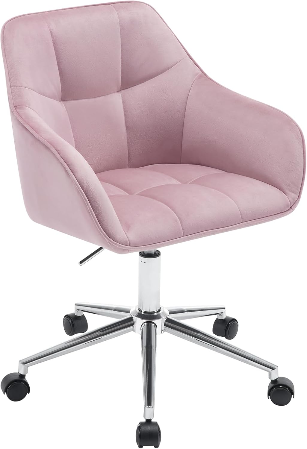 Höhenverstellbarer Homeoffice-Drehstuhl mit Samtsitz, Rosa