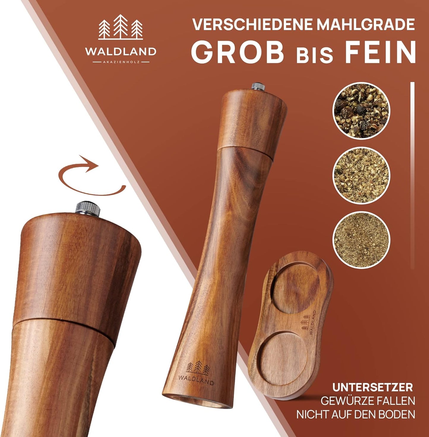 Salz- und Pfeffermühlen-Set mit Keramikmahlwerk, 21