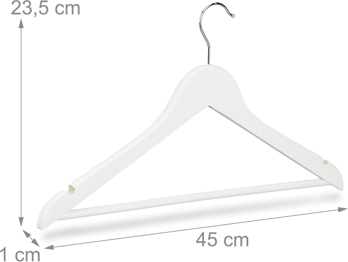 50-teiliges Kleiderbügel-Set mit Hosenstange, 1, Weiss, Silber, 50er Pack