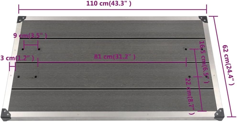 Bodenelement für Solardusche, 110 x 62 x 5 cm Grau