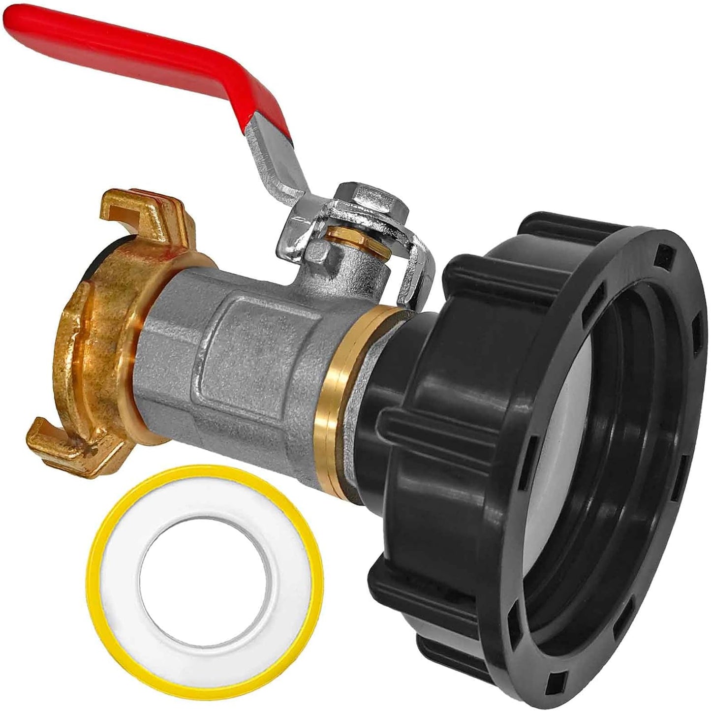IBC Adapter-Set mit Kugelhahn und Schnellkupplung, 1) Kappe + Hahn + Kupplung für GEKA