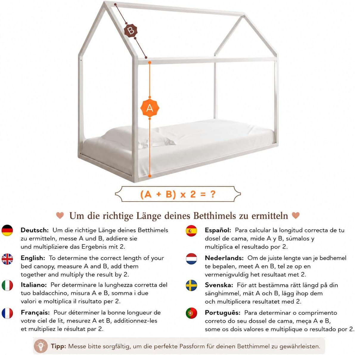 2er-Set Betthimmel für Kinderbett mit Schleifen, Altrosa 380cm, ohne Pompomgirlande