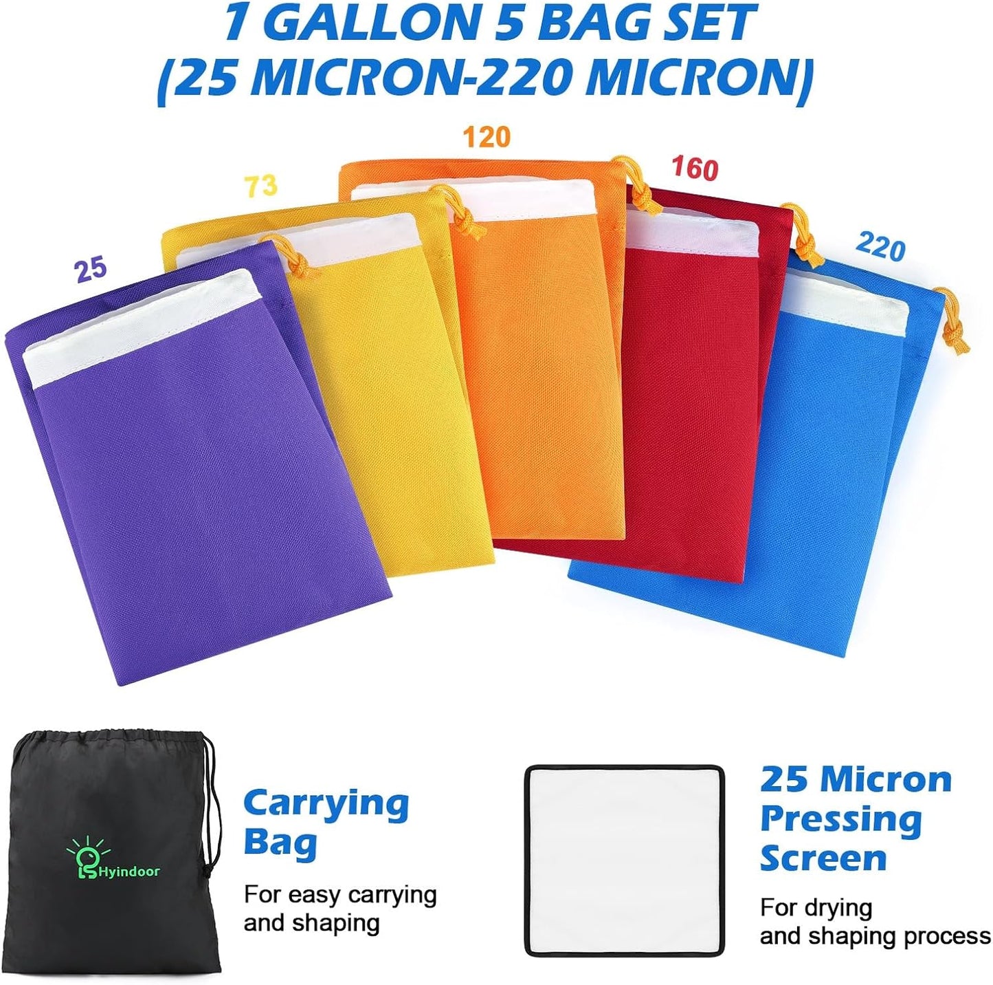 Bubble Bag Kräuterextraktion Set, 1 Gallonen 5 Beutel