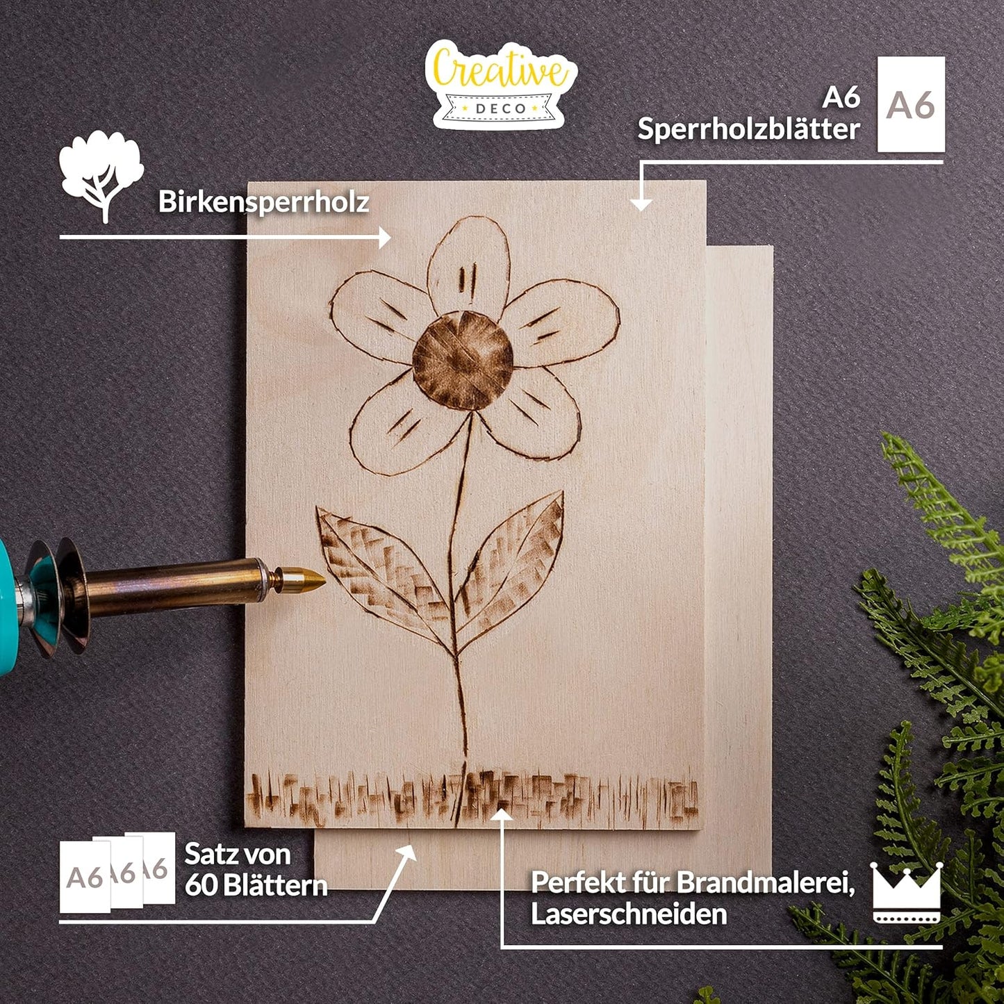 Sperrholzplatten A6-Format für Bastelarbeiten (60 Stück), A6 - 3 mm (60er Pack)