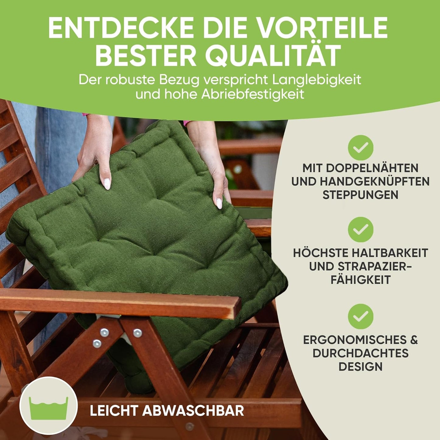 4er-Set Sitzkissen, 4 Stück (1er Pack) Khaki