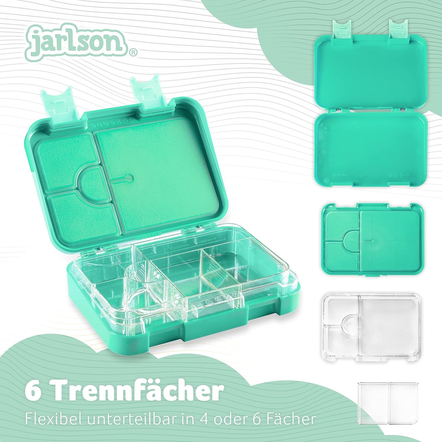 Bento Box Toni mit 6 Fächern, Türkis