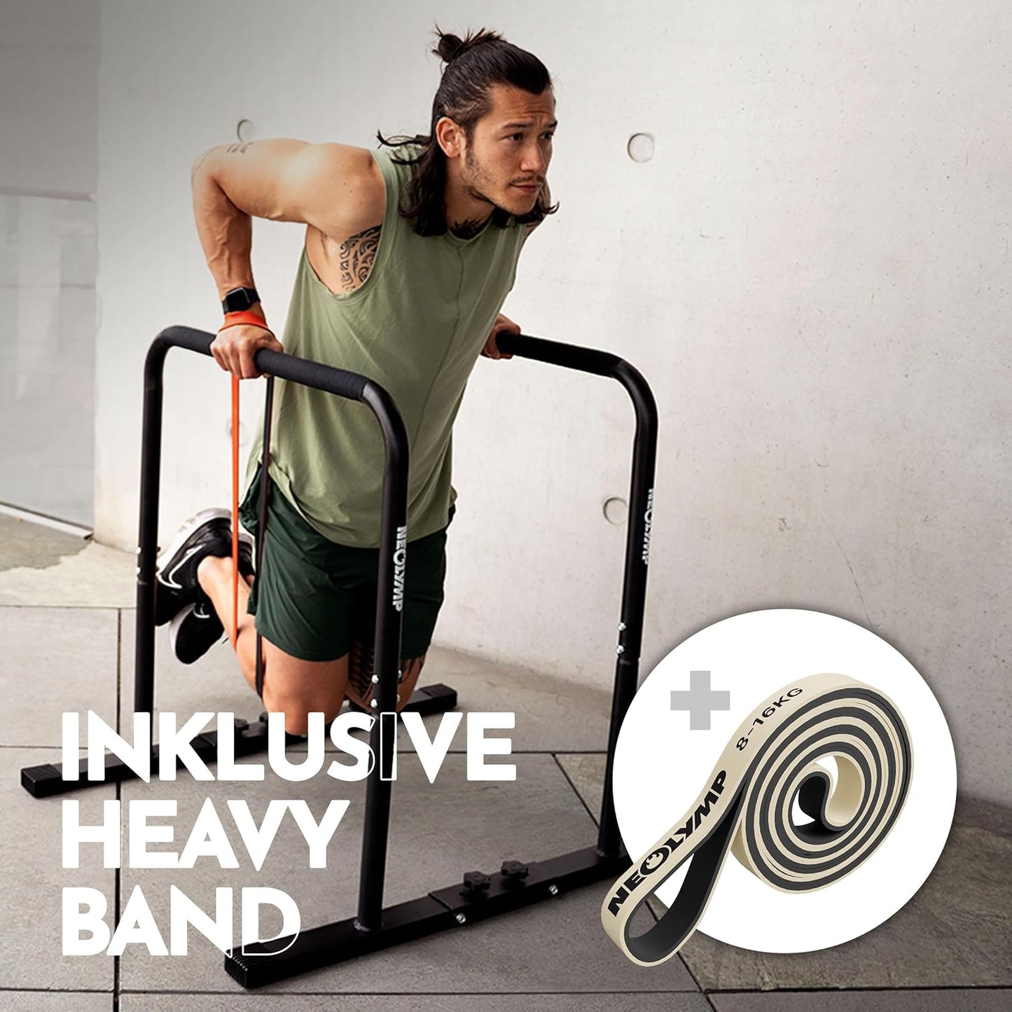 Dip Barren Calisthenics Equipment, Dip Barren Set + Resistance Band