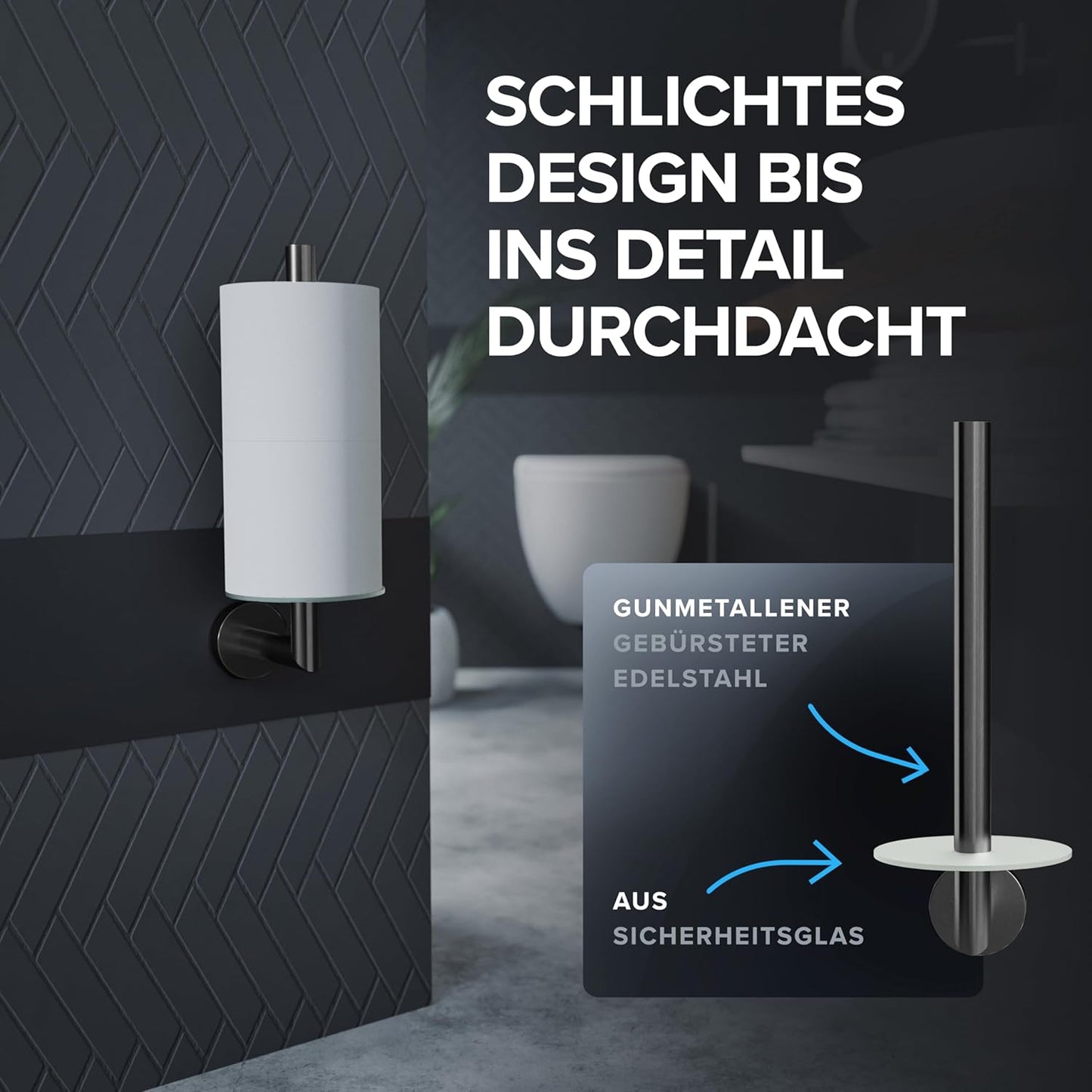 Toilettenpapierhalter für 2 Rollen, Gunmetal Zum Bohren