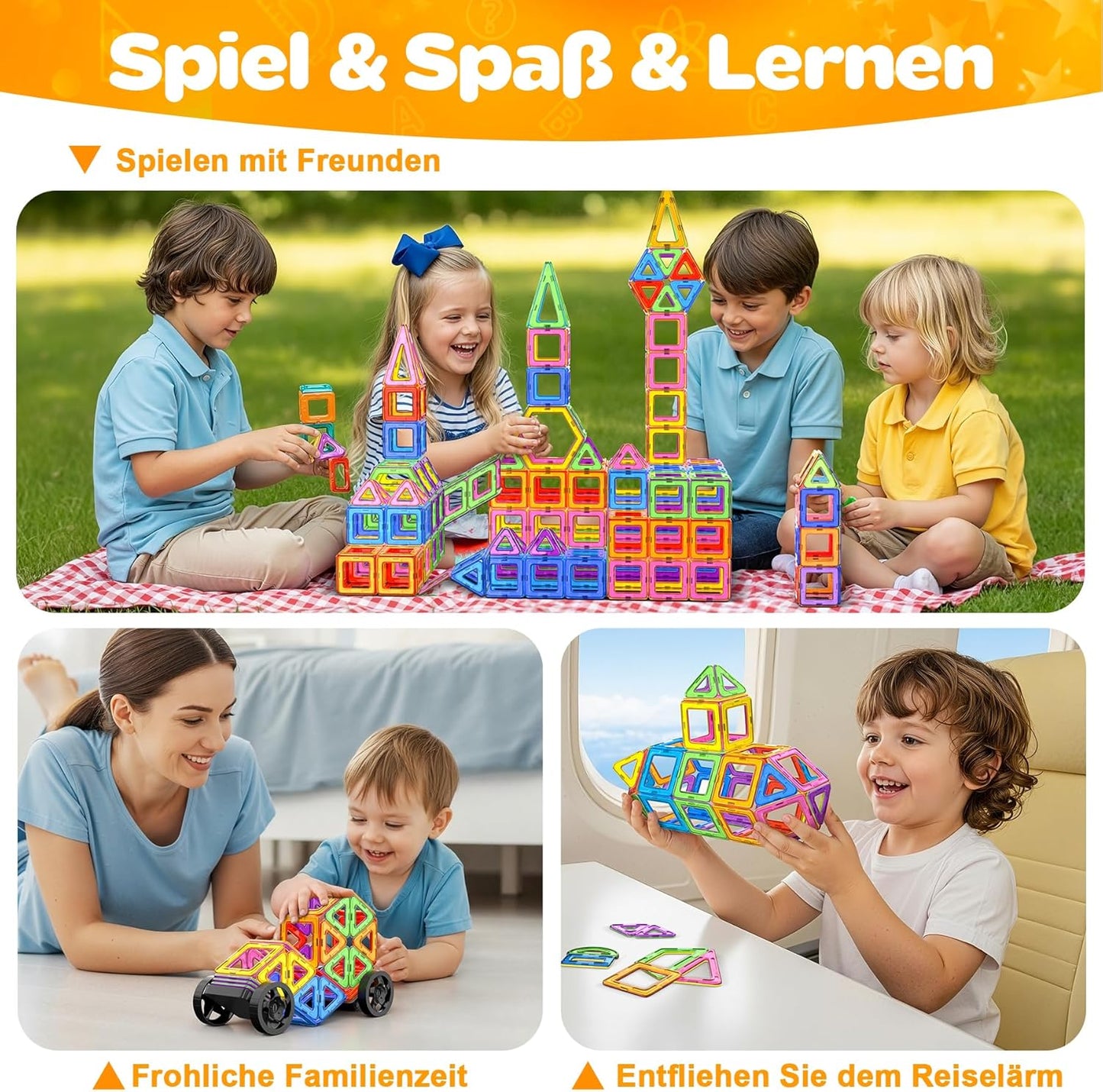 Magnetische Bausteine-Set mit 136 Teilen, Mehreren Farben-136pcs