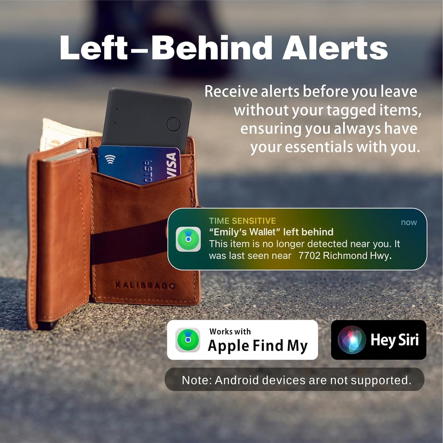 Geldbörsen-Tracker-Karte für Apple, 1 Pack, dunkel