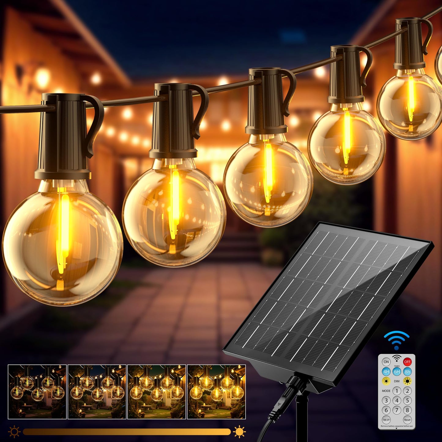 Solar-Lichterkette mit Fernbedienung, Usb/Solarbetrieben USB/solarbetrieben + 17,1M/56,1Ft( 24+1 )