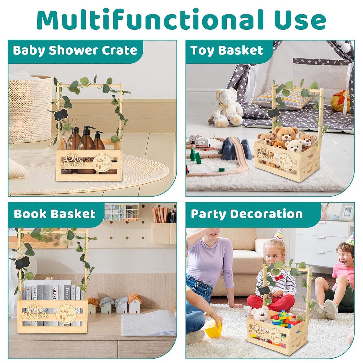 Geschenkset mit Babykorb und Holzkleiderbügeln