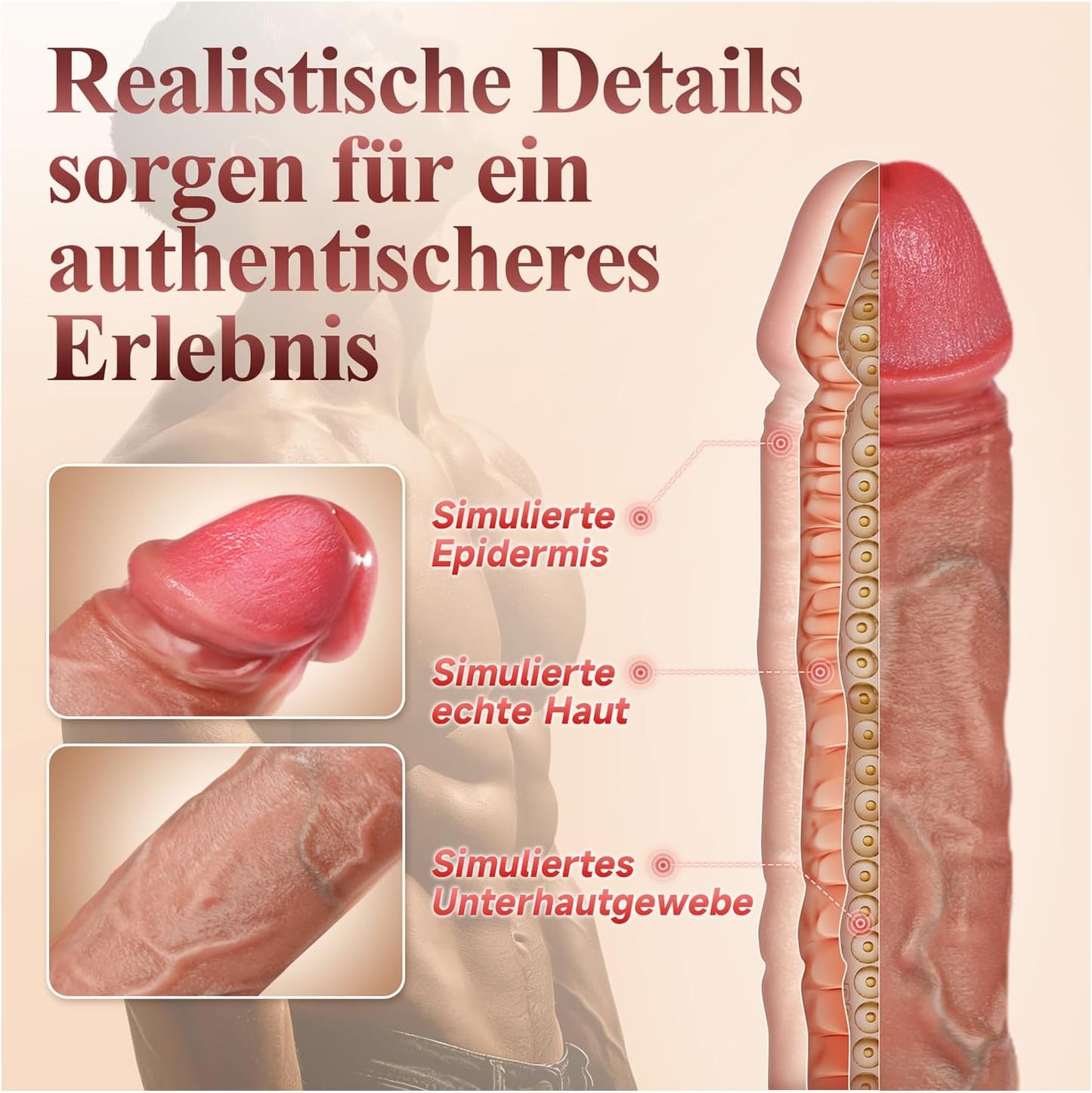 Vibrator Dildo mit KI-Sync App, 7x7 Stossfunktion