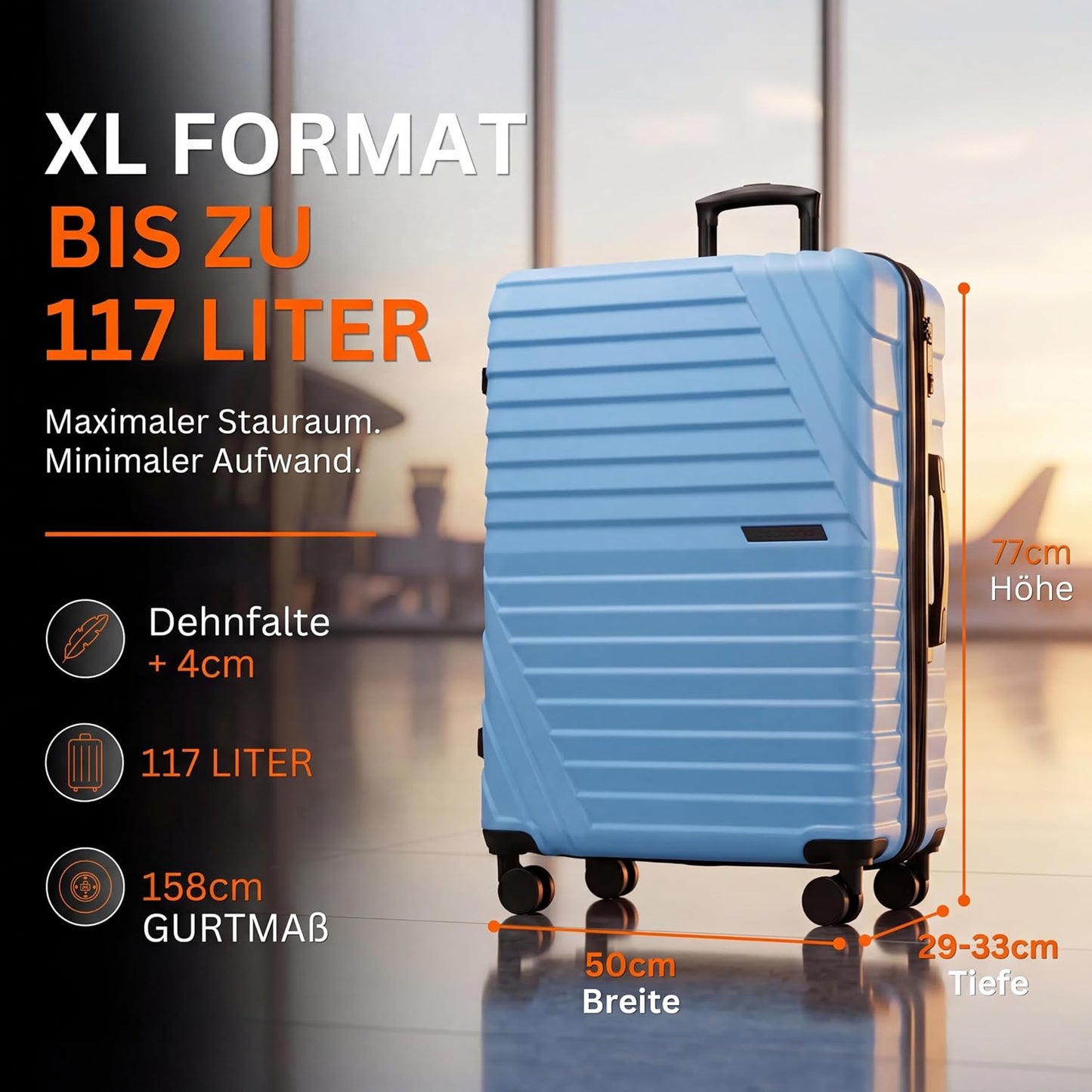 Hartschalenkoffer XL, Blau XL