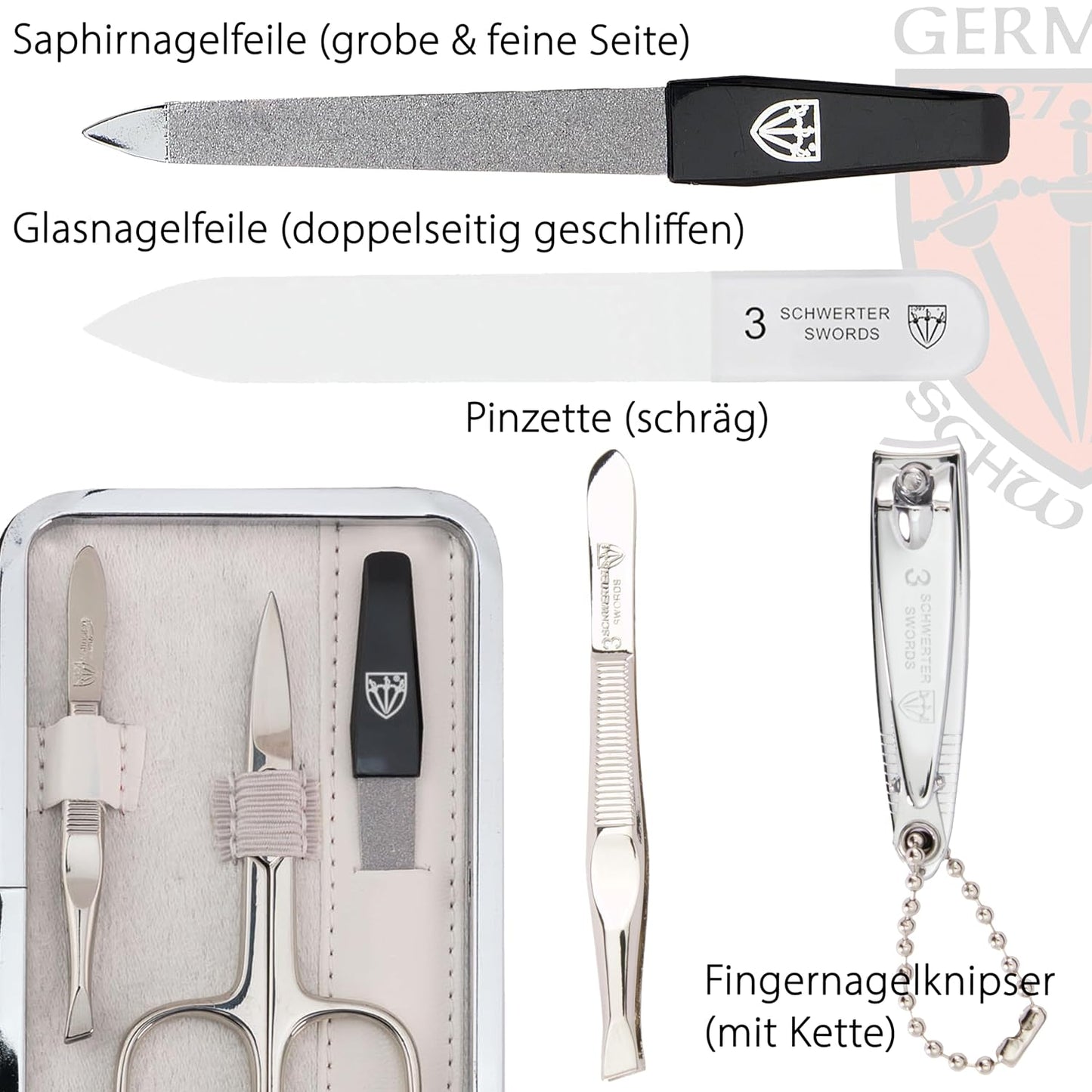 6-teiliges Maniküre Set Genova, WEISS / KUNSTLEDER