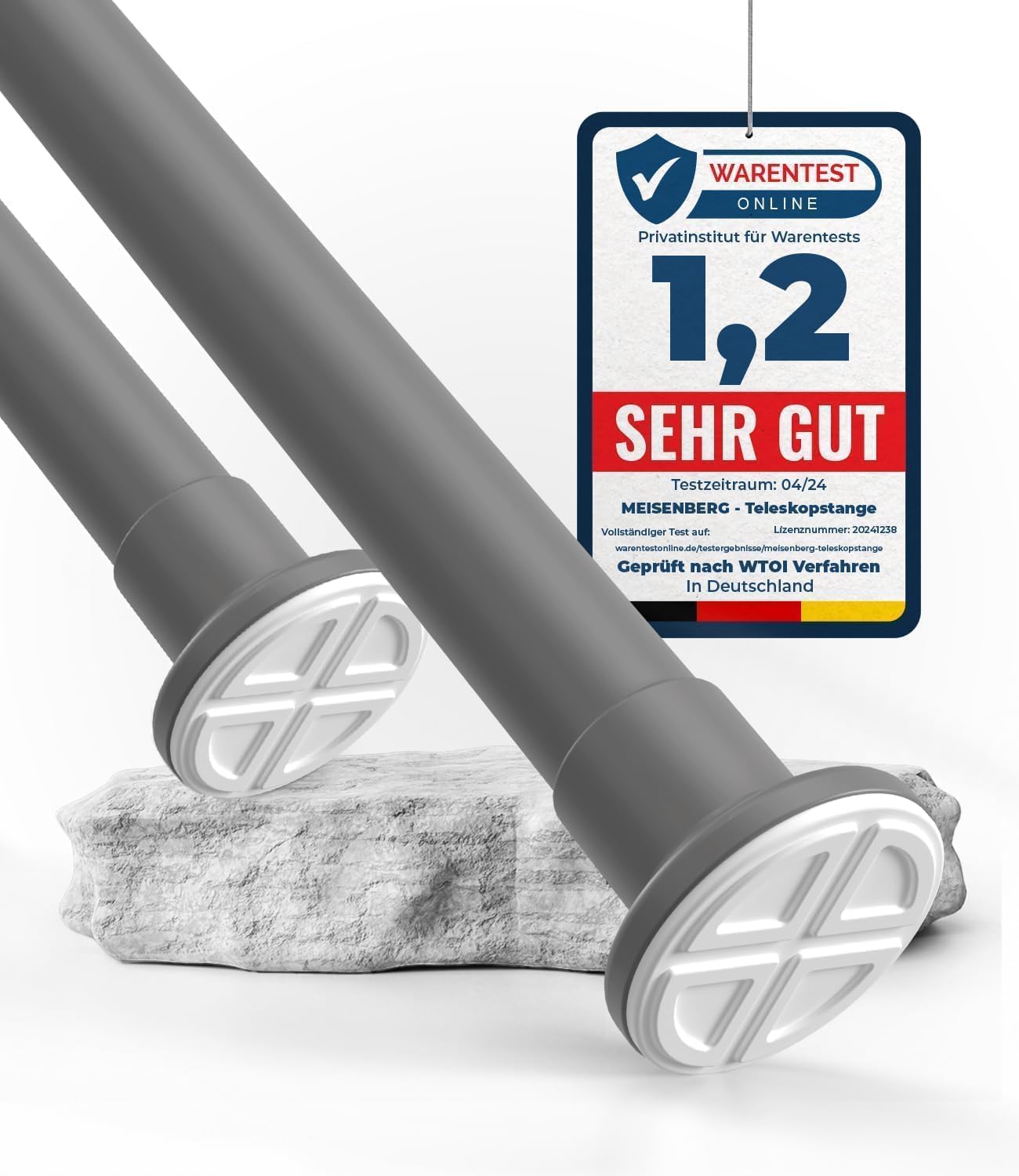 Teleskop-Vorhangstange ohne Bohren (310-360 cm), 310-360 cm Grau