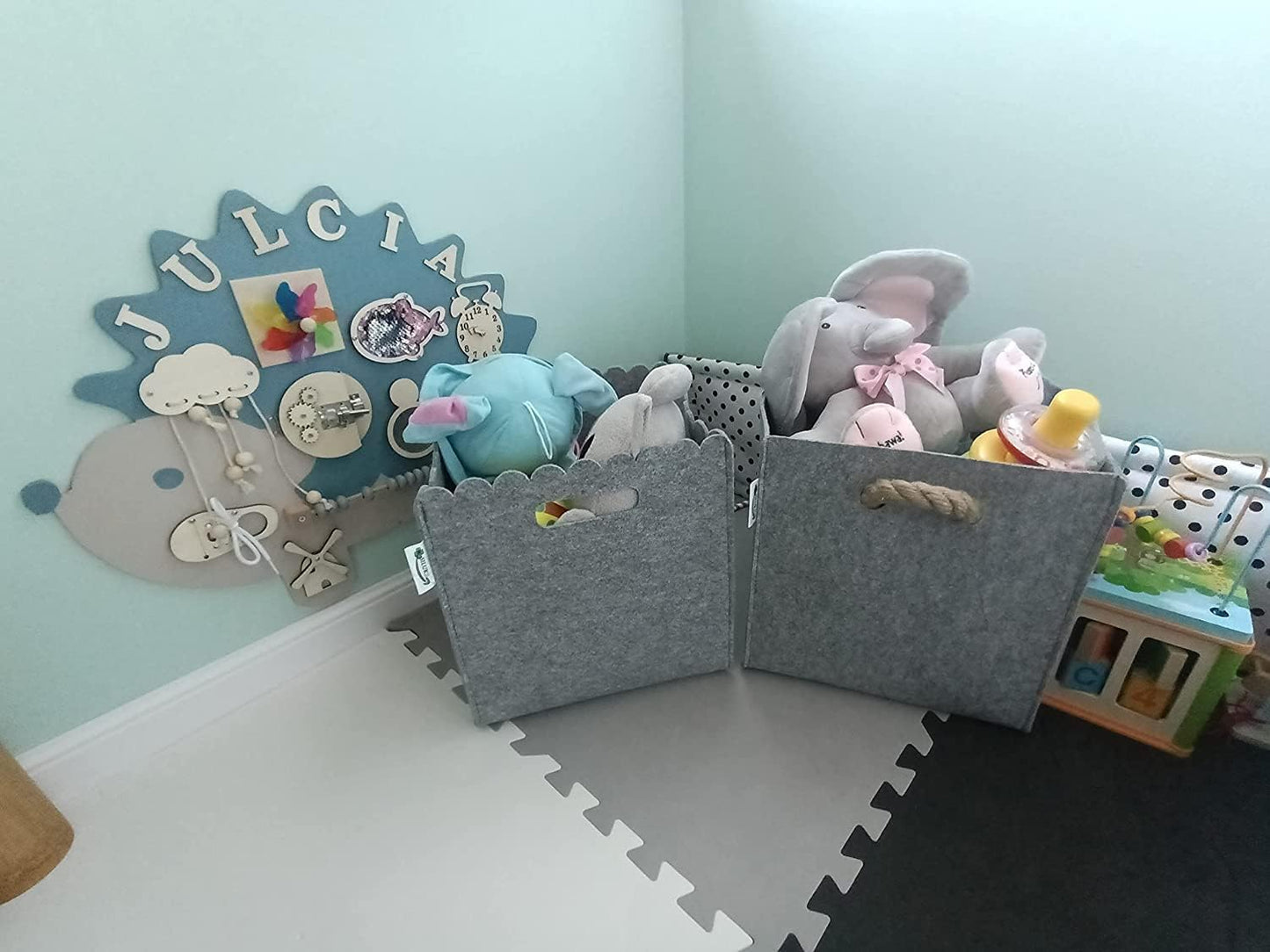 Faltbare Aufbewahrungsbox für Kinderzimmer, 2er-Set mit Katzenmotiv, Grau 2 x Katze