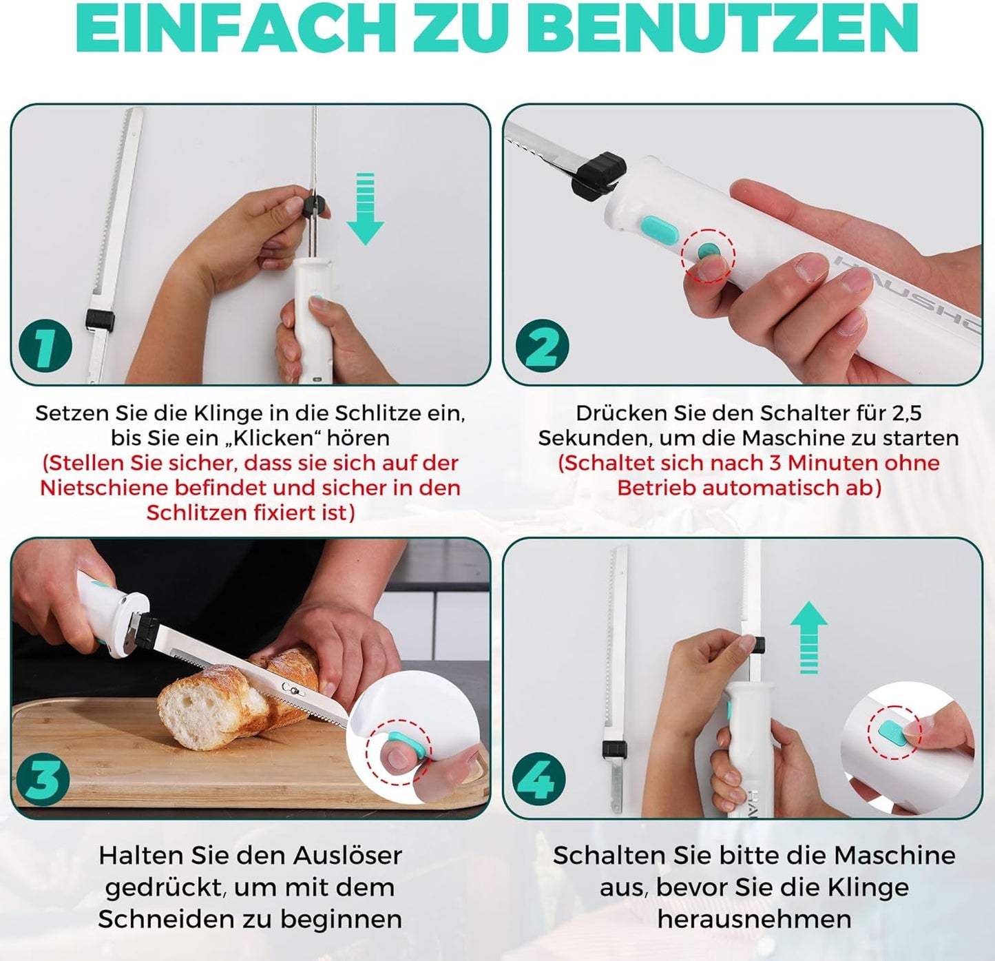 Kabelloses Elektromesser mit Gabel, Weiß