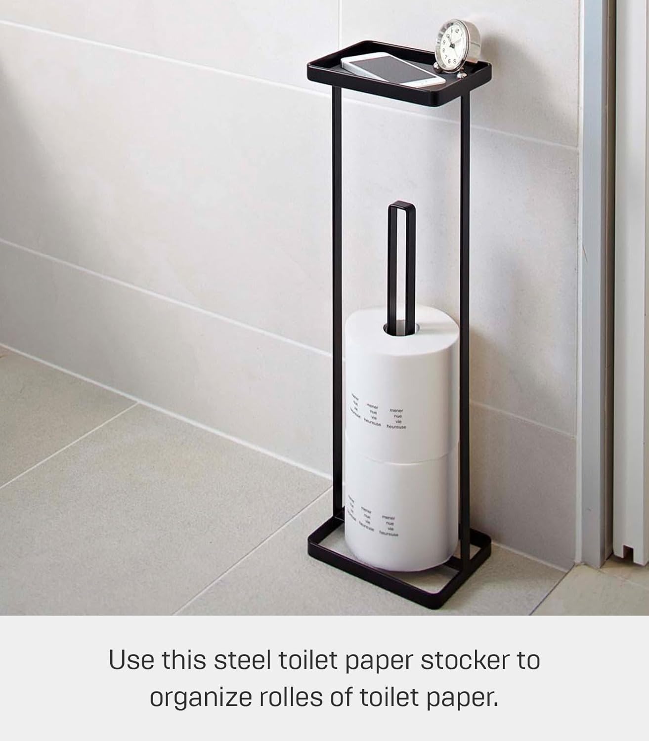 Toilettenpapierhalter mit Ablage TOWER, Schwarz