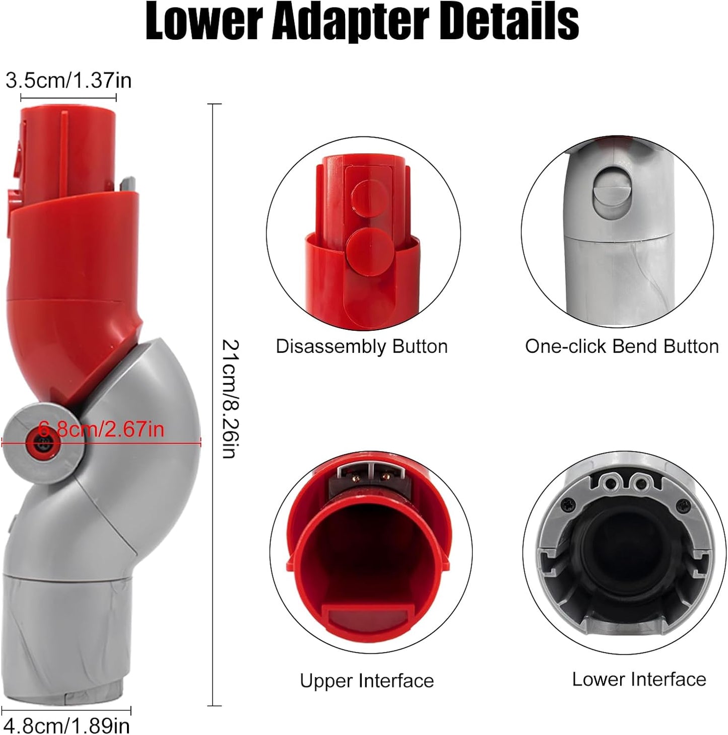 Schnellverschluss Biegeadapter für Dyson V10Slim/V12 Staubsauger, Unterer Adapter Schnellverschluss Biegeadapter
