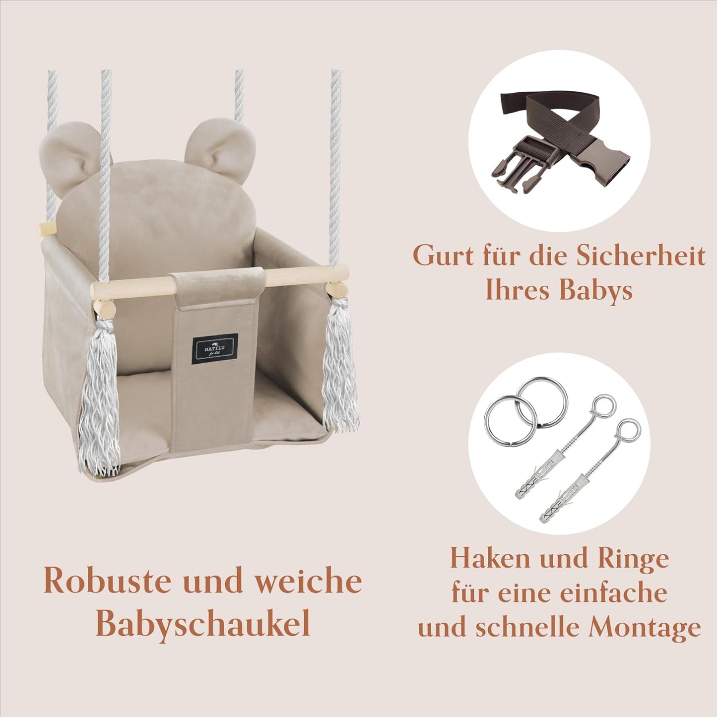 Babyschaukel, Bear Light Beige