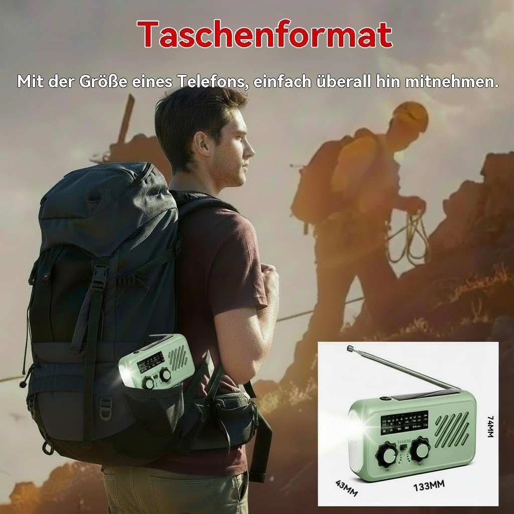 Notfallradio mit Solar- und Kurbel-Ladefunktion