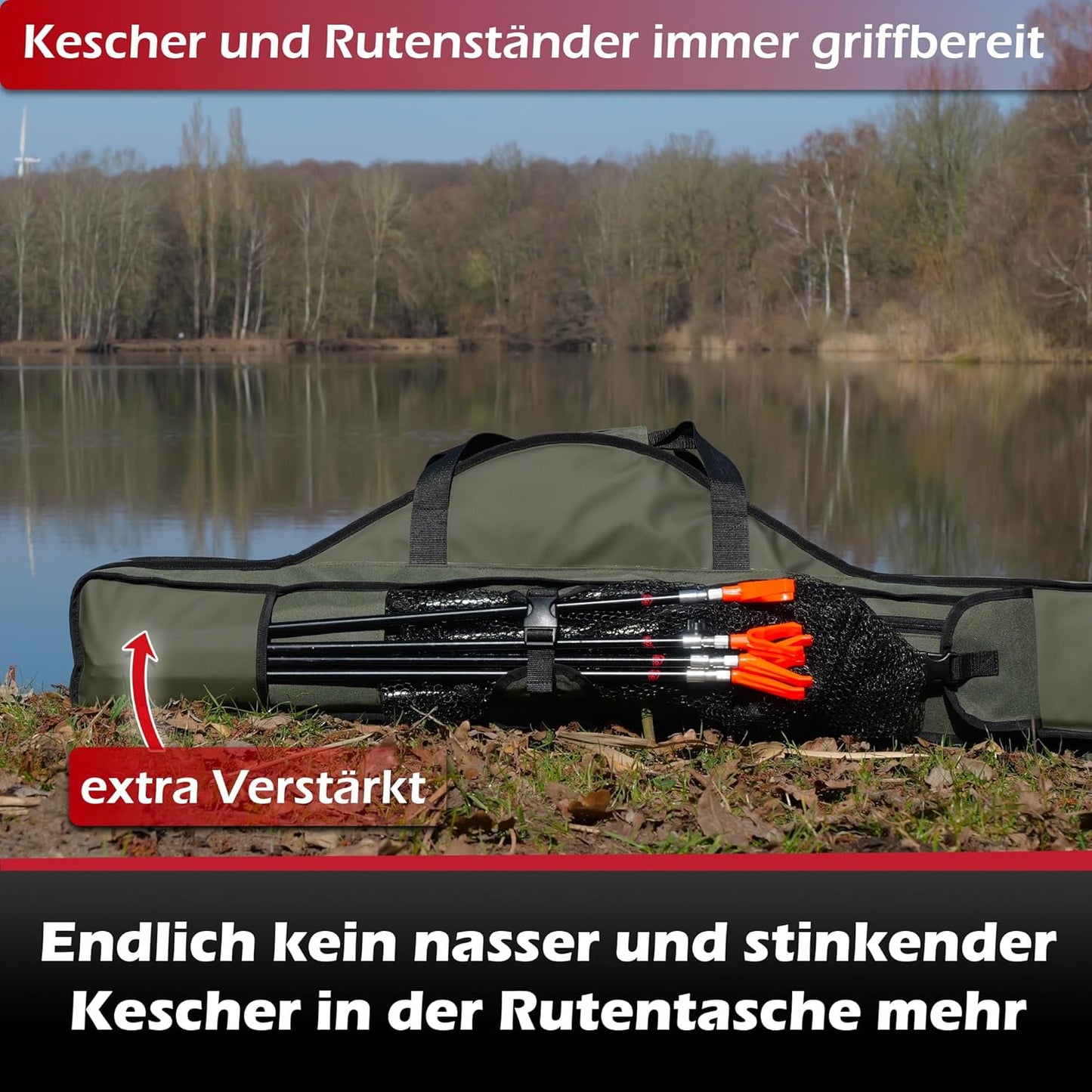 Rutentasche mit 3 Fächern, 3 Fächer grün 190cm