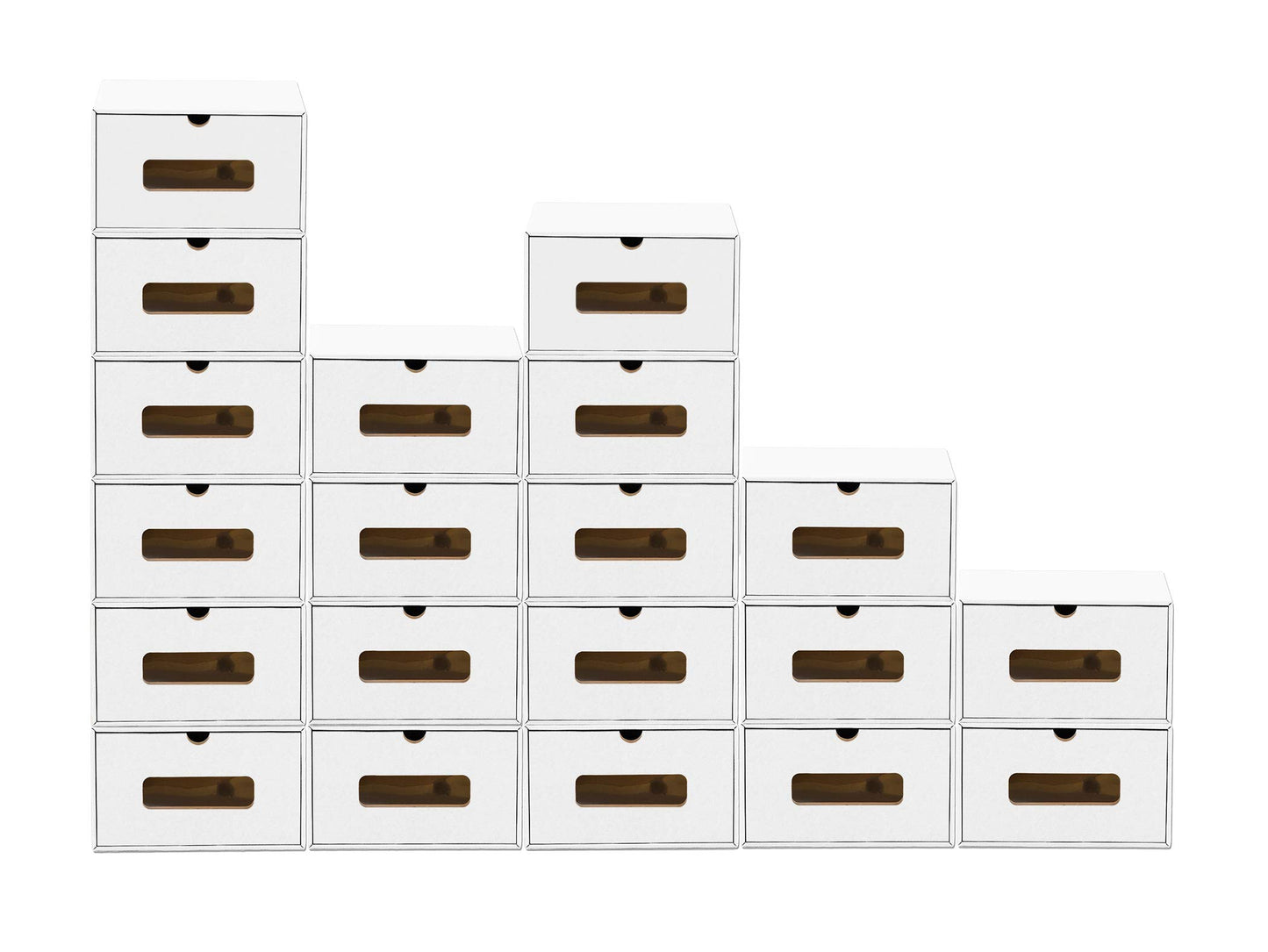 Schuhaufbewahrung Box-Set mit Sichtfenster (20 Stück), 20er Set Weiss