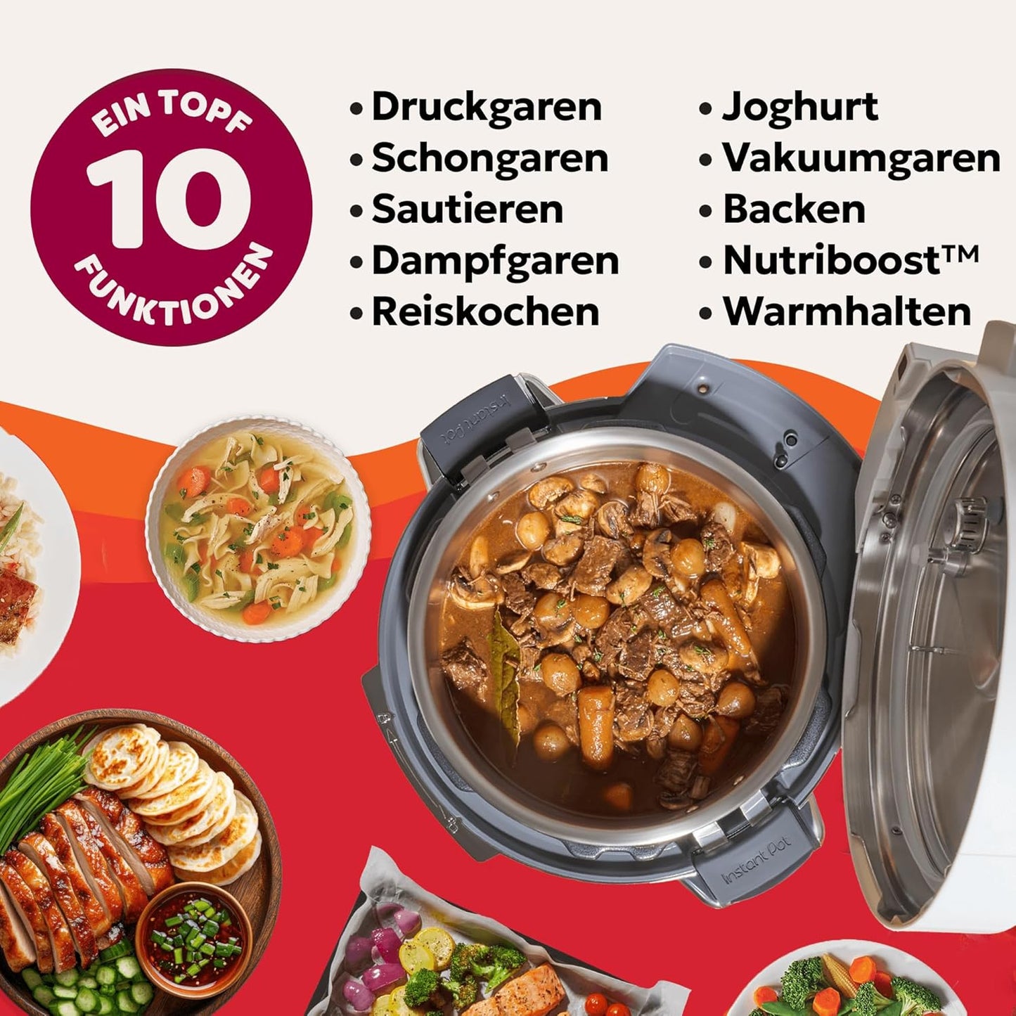 10-in-1 Multikocher mit Schnellkoch- und Schongar-Funktionen, 112-0001-01-EU