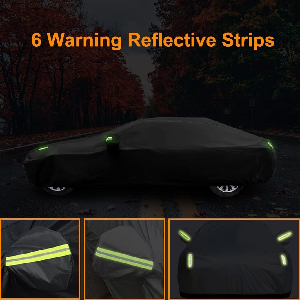 Wasserdichte Autoabdeckung mit Reflektorstreifen, Kompatibel mit BMW 5er Limousine/ 8er/ M5 M8 M6