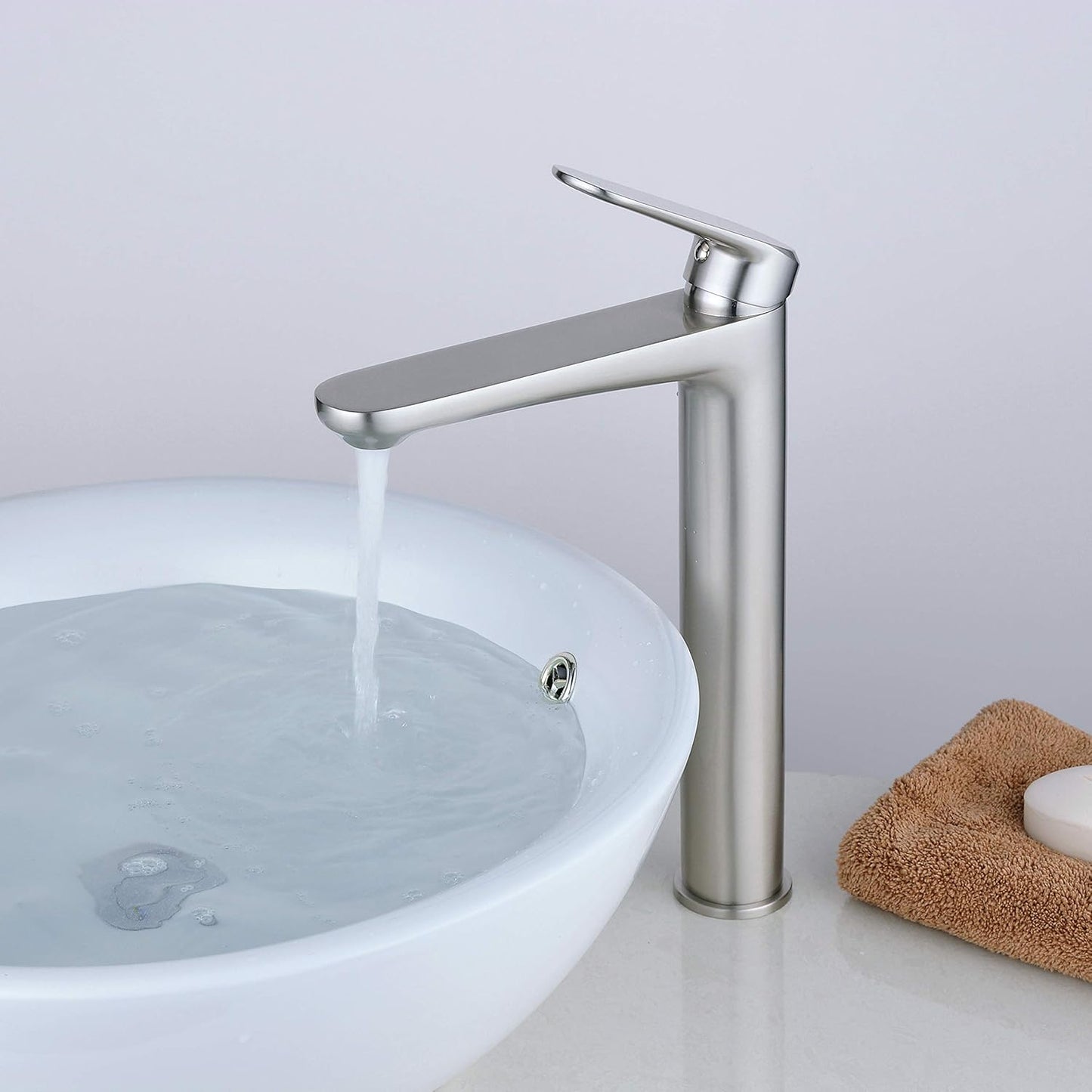 Wasserhahn-Mischbatterie für Waschbecken, Hoch Gebürstetes Nickel