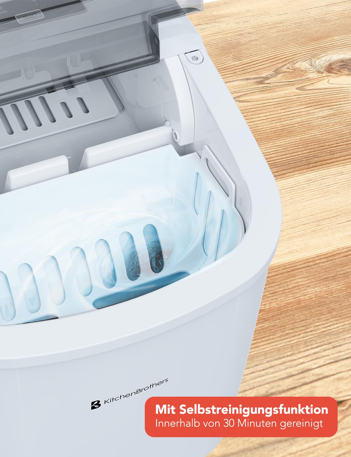 Eiswürfelmaschine LifeGoods für Crushed Ice und Würfel, Weiß